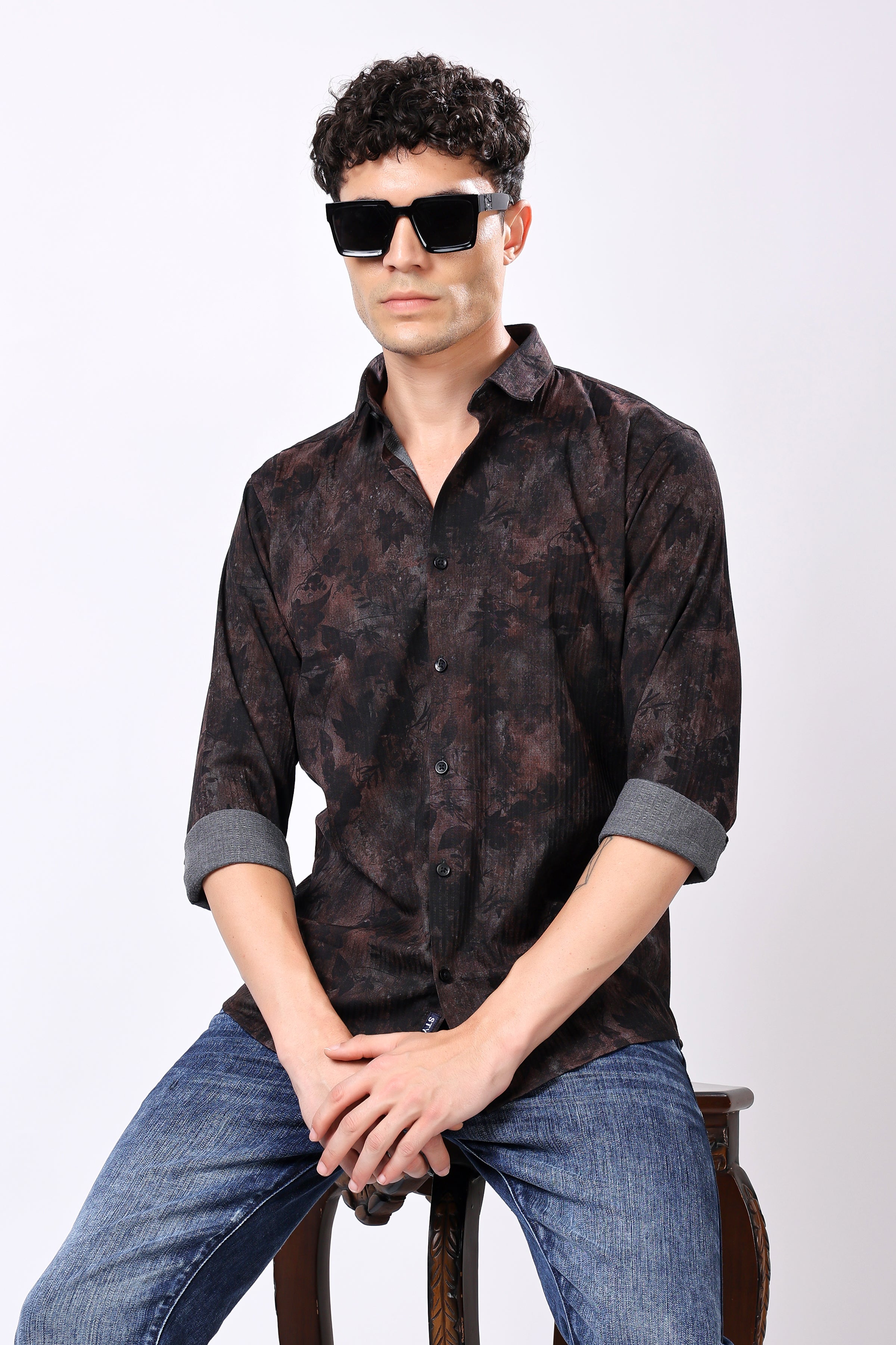 Stylox Flower Leaf Print Casual Shirt For Men