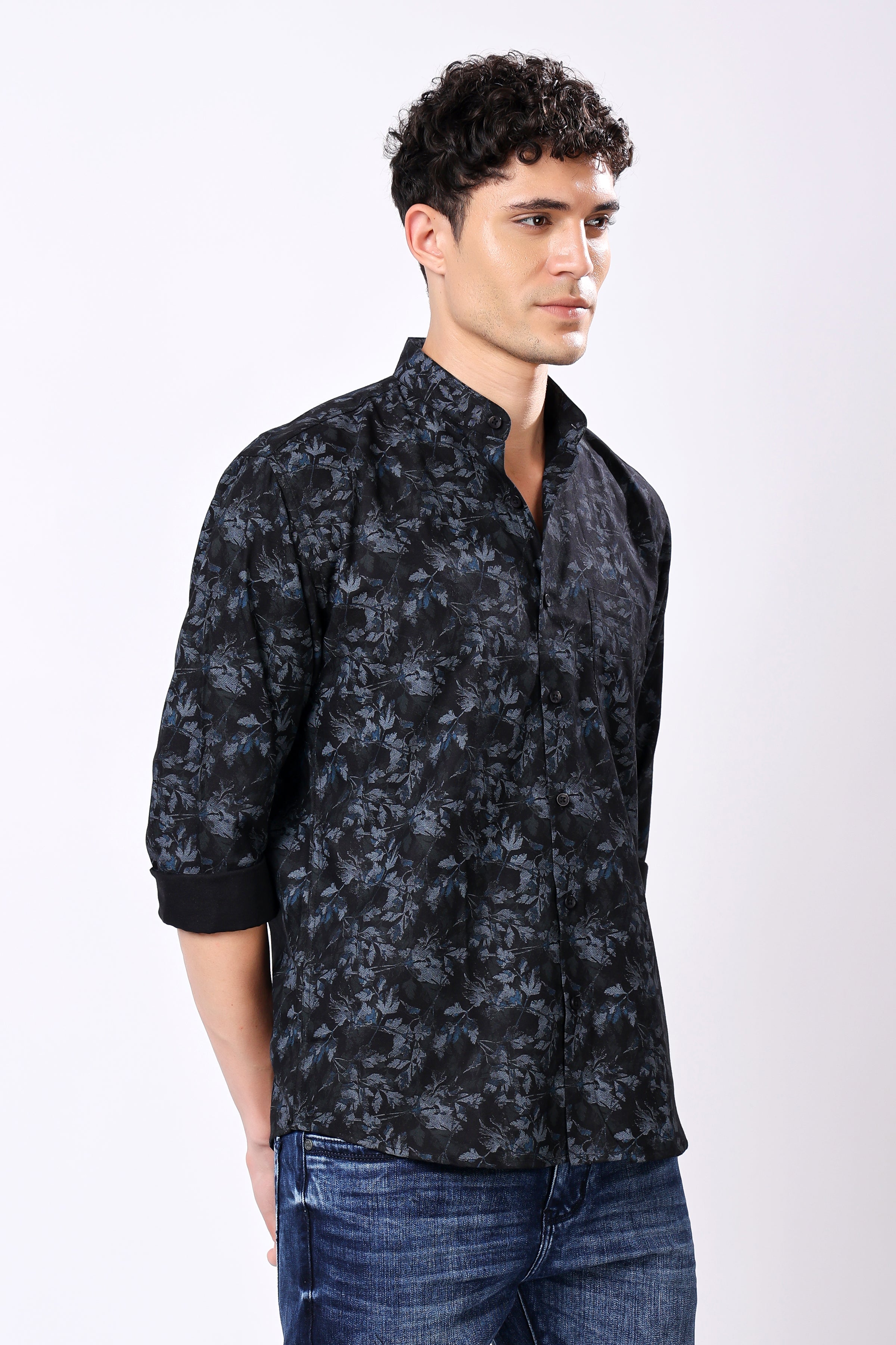 Stylox Full Sleeve Leaf Print Casual Shirt