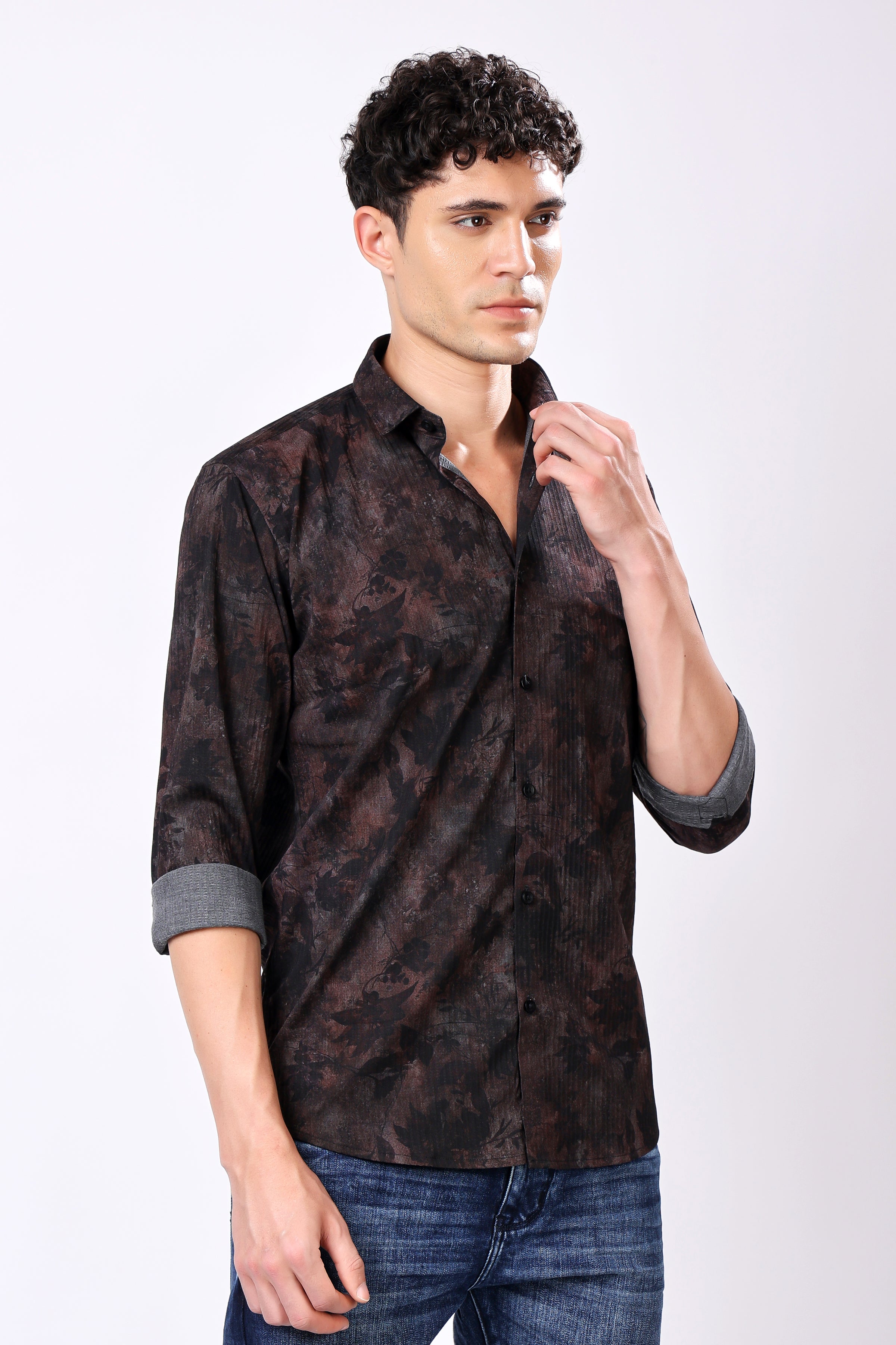 Stylox Flower Leaf Print Casual Shirt For Men