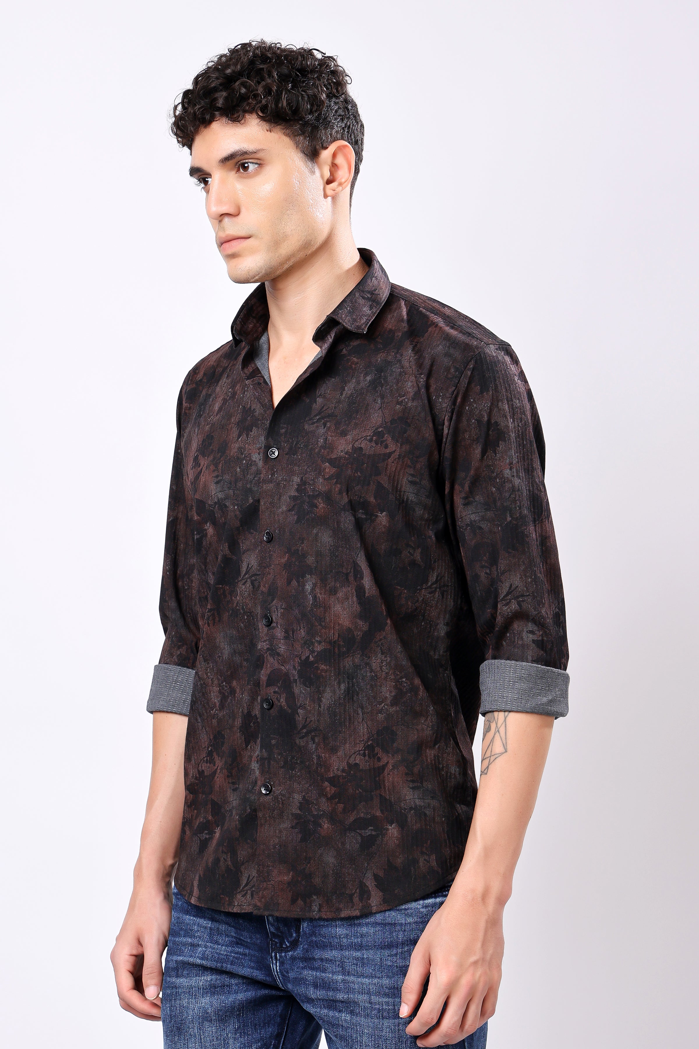 Stylox Flower Leaf Print Casual Shirt For Men