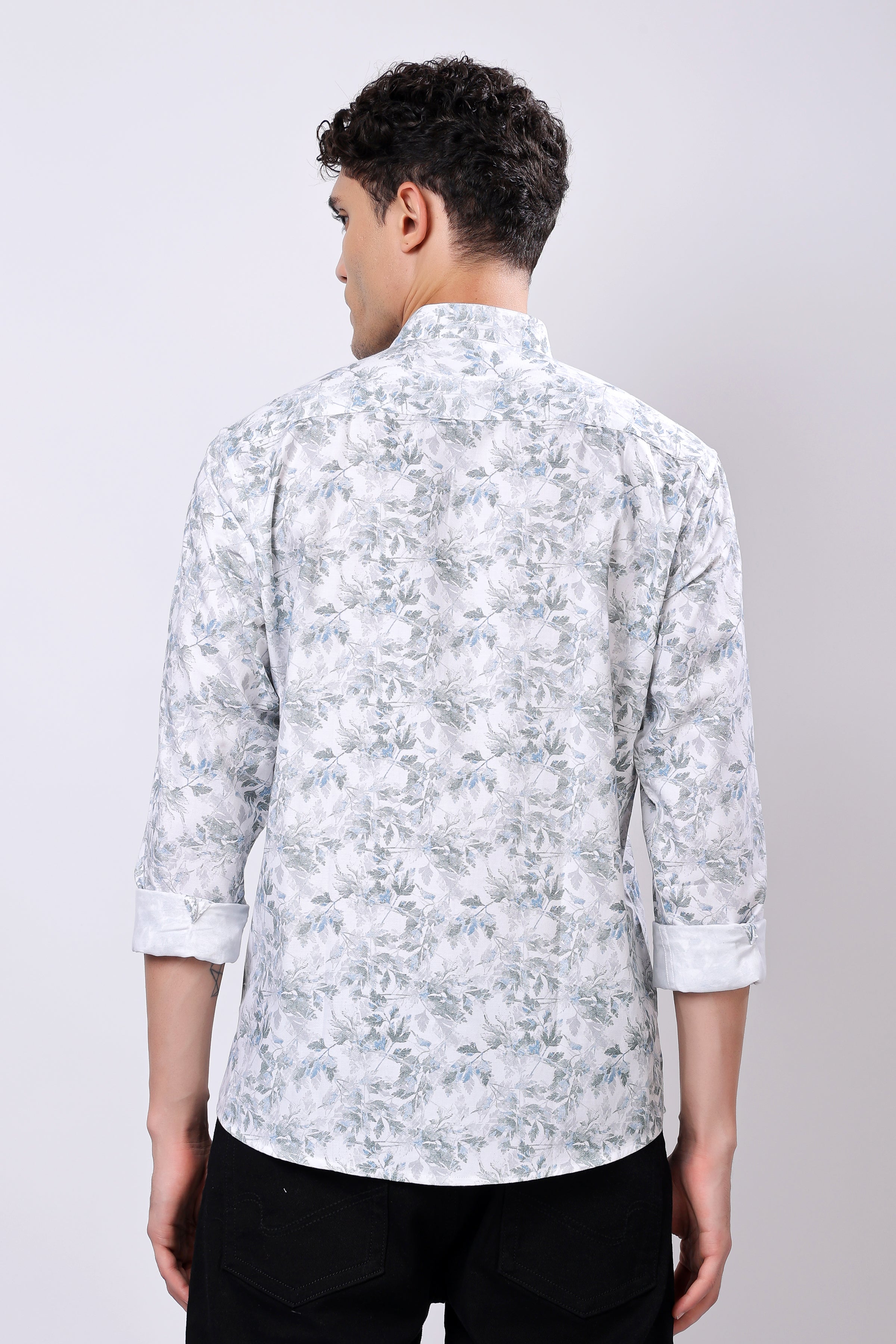 STYLOX FULL SLEEVE LEAF PRINT CASUAL SHIRT