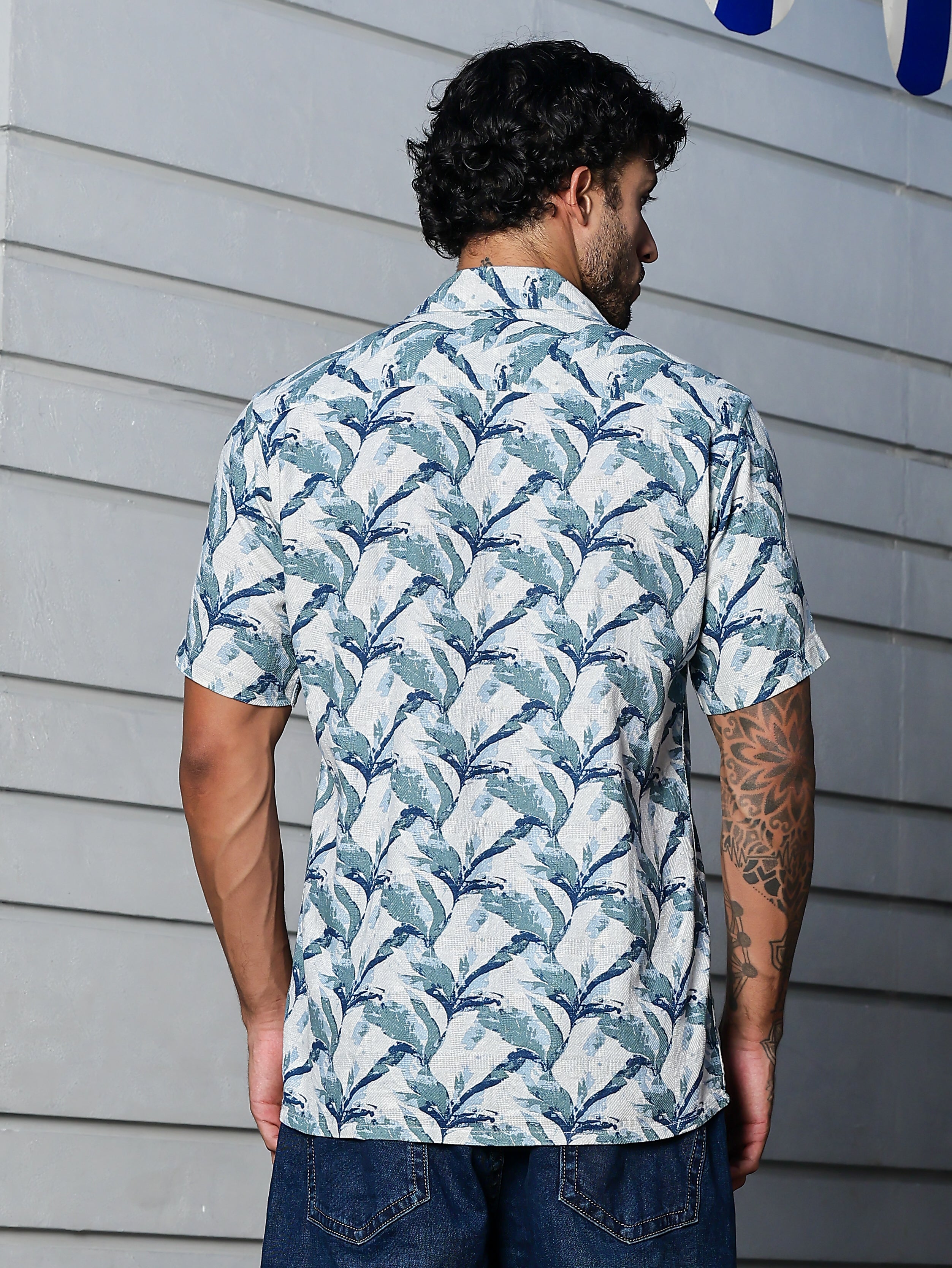 Stylox Half Sleeve Leaf Print Casual Shirt For Men