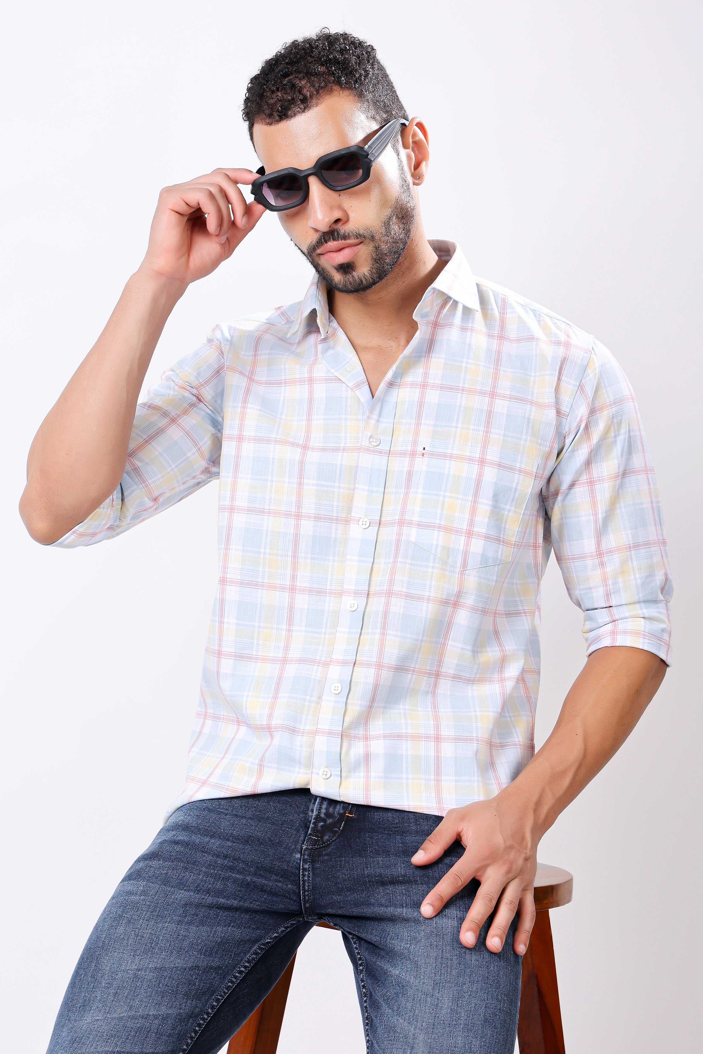 Stylox Men’s Full Sleeve Check Shirt – Regular Fit, Classic Pattern & Comfortable Casual Wear