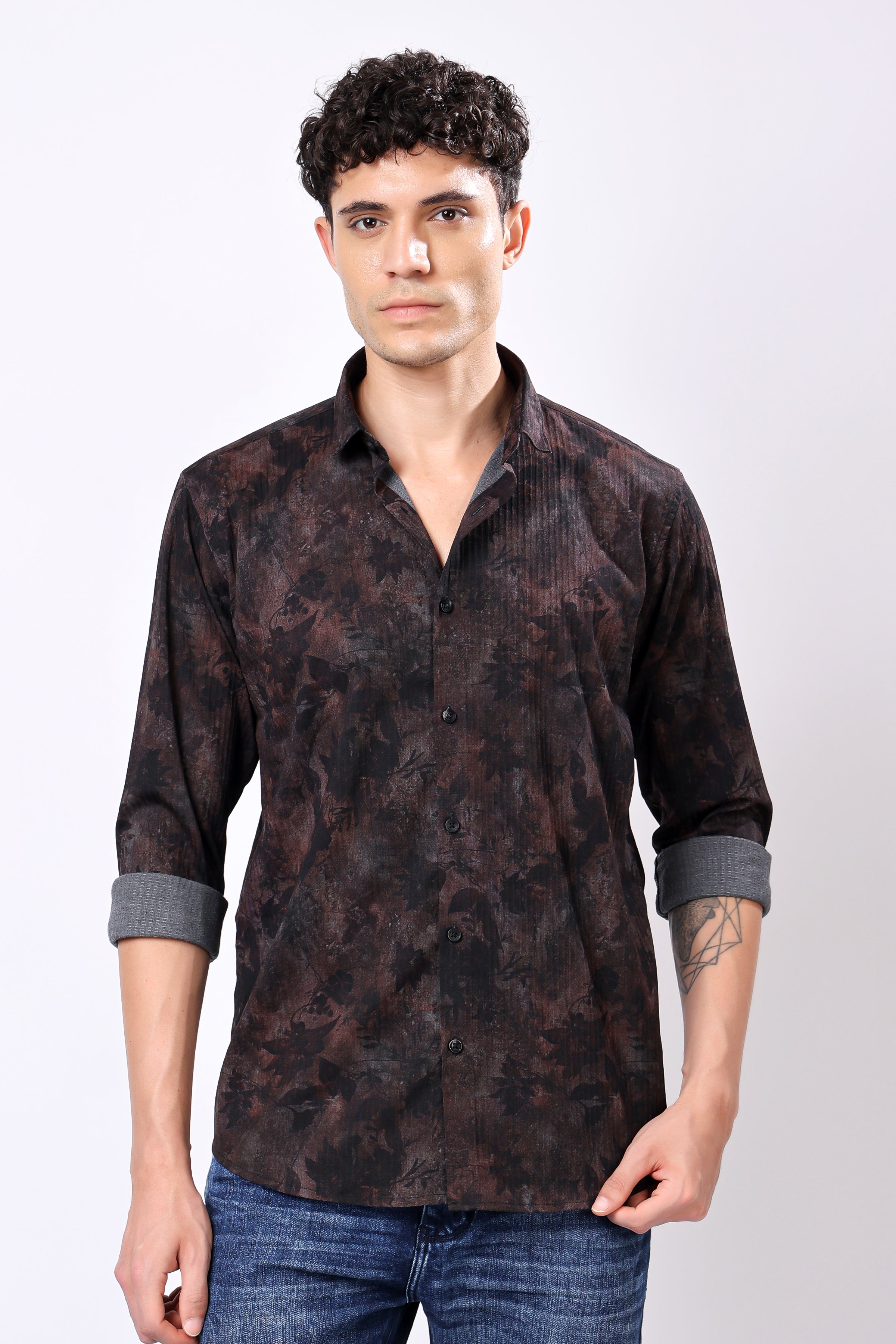 Stylox Flower Leaf Print Casual Shirt For Men