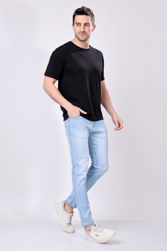 STYLOX Men’s Sky Blue Ankle Fit Jeans - Premium Denim|J-029