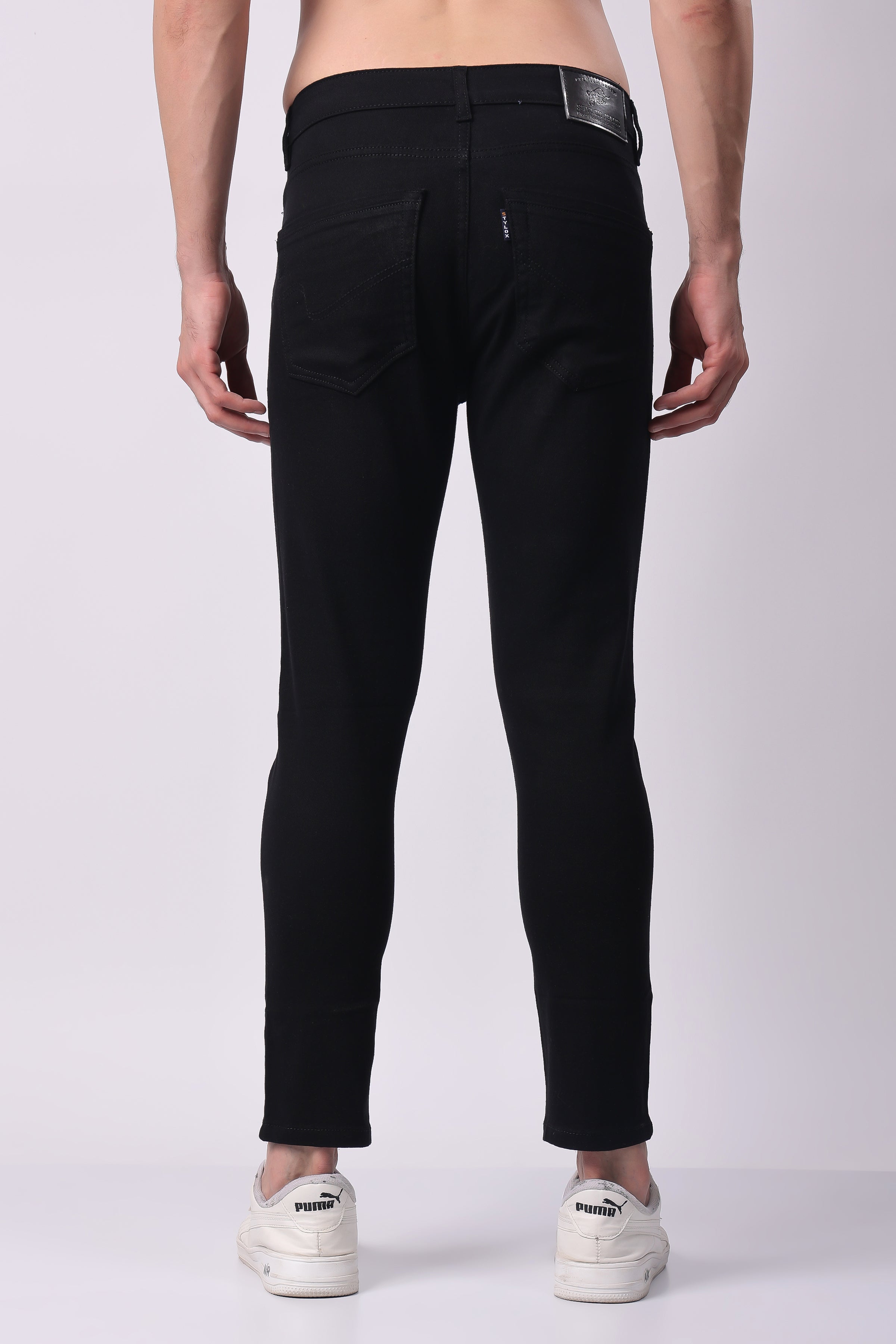 STYLOX Men’s Black Ankle Fit Jeans - Premium Denim,