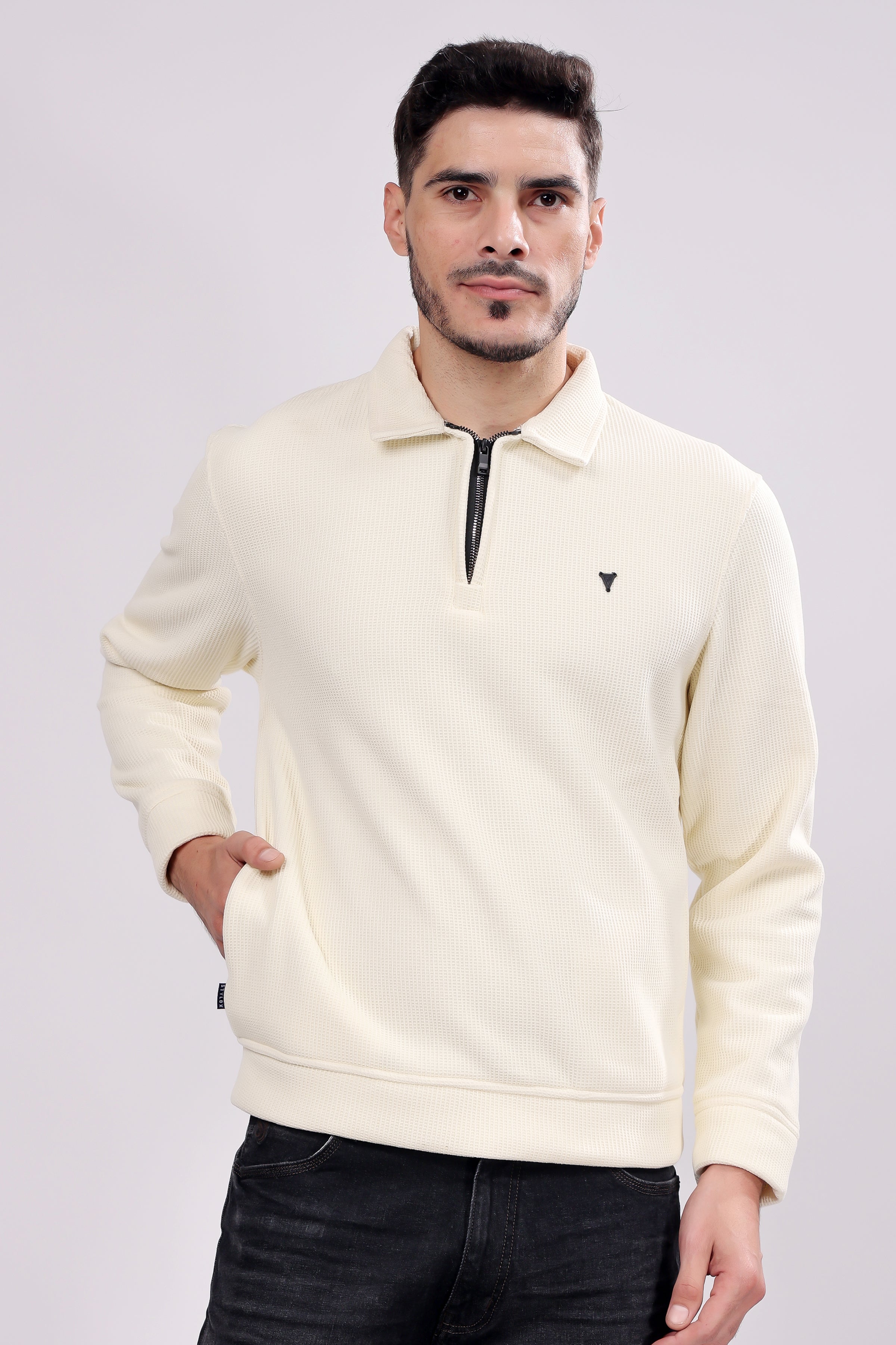 STYLOX Zipper Neck SWEATSHIRT For Men