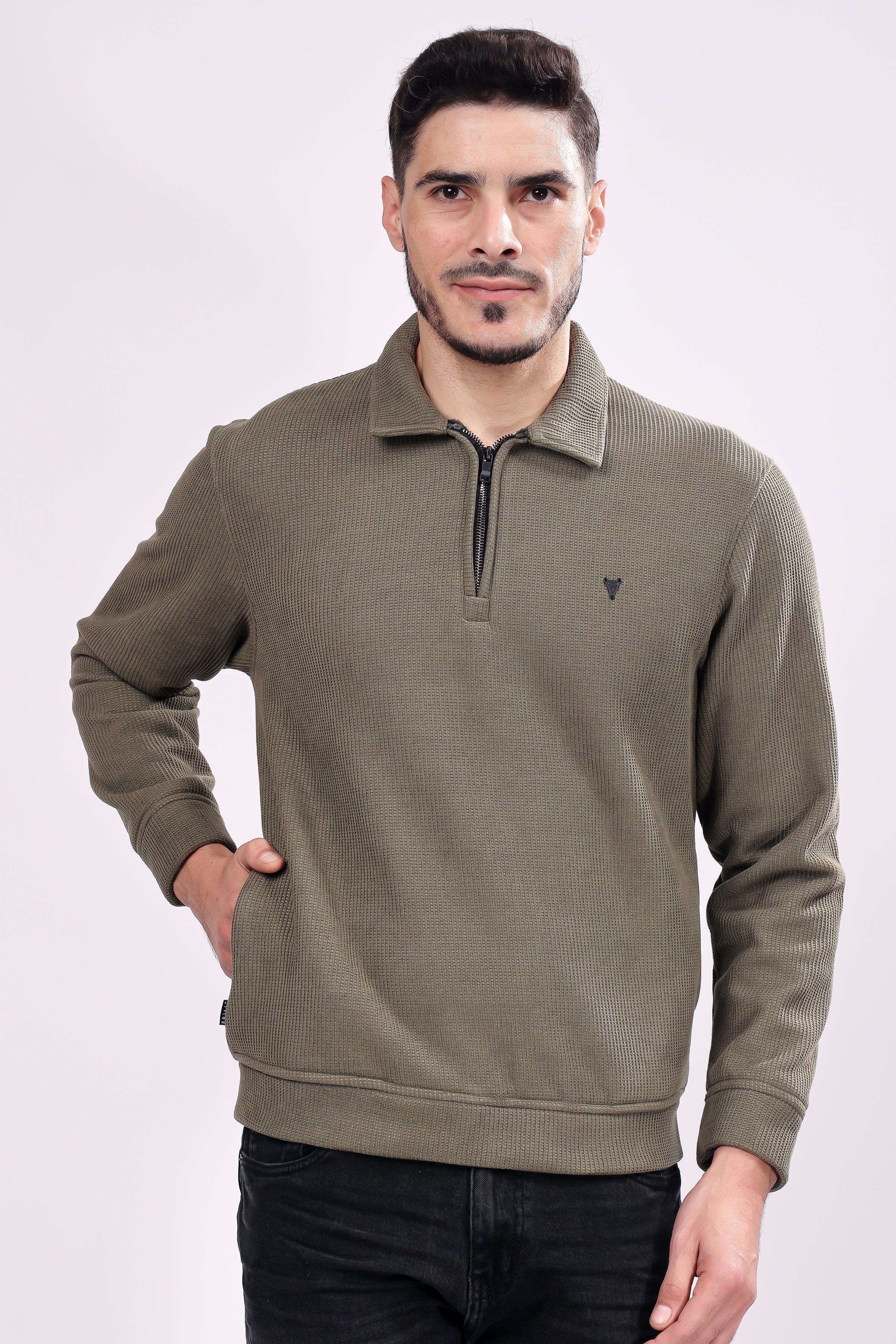 STYLOX Zipper Neck SWEATSHIRT For Men