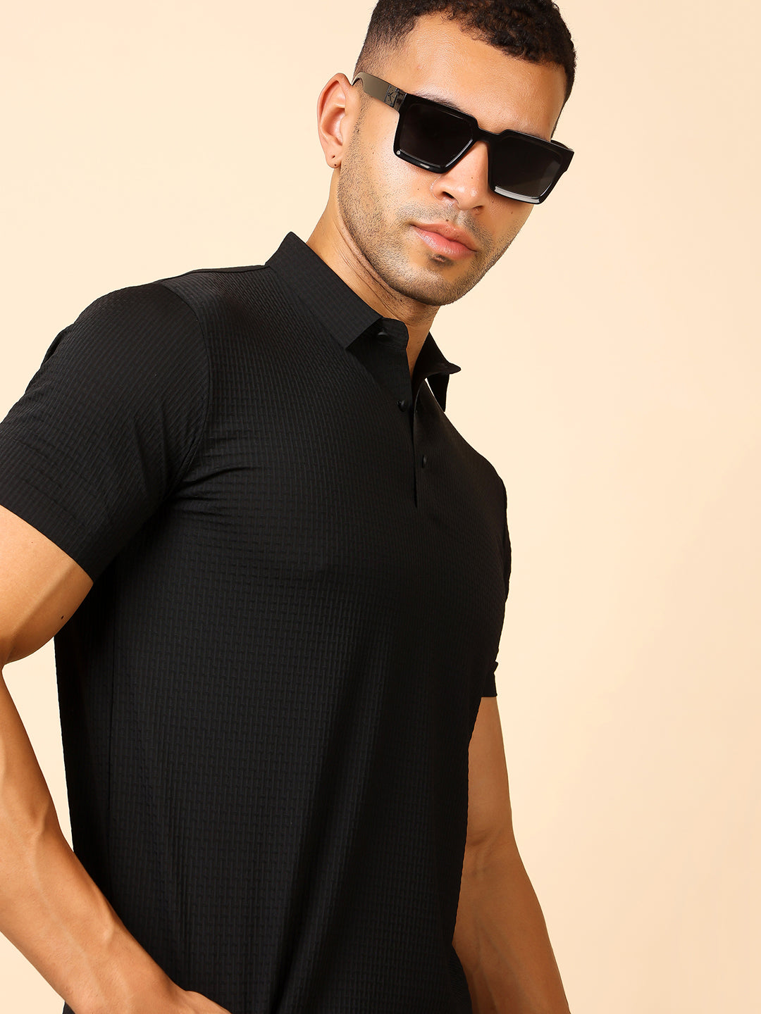 Stylox Premium Stretchable Nylon-Spandex Solid Polo T-Shirt – Sleek Comfort & Performance