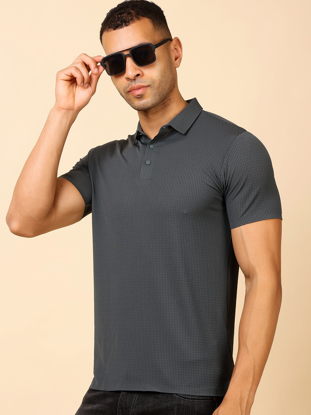 Stylox Premium Stretchable Nylon-Spandex Solid Polo T-Shirt – Sleek Comfort & Performance
