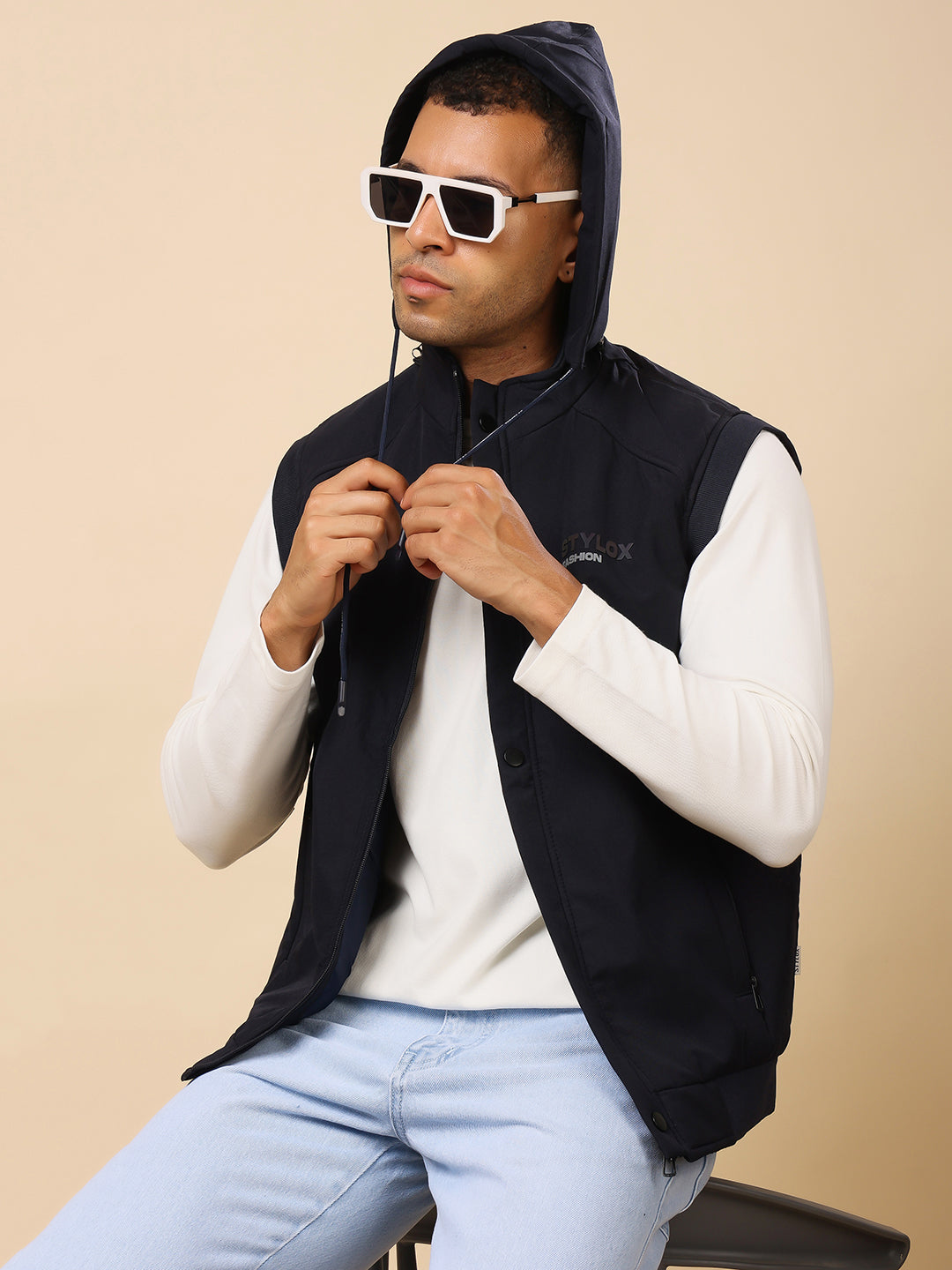 Stylox Sleeveless Solid Men’s Jacket | Lightweight Zip-Up Casual & Sportswear Jacket