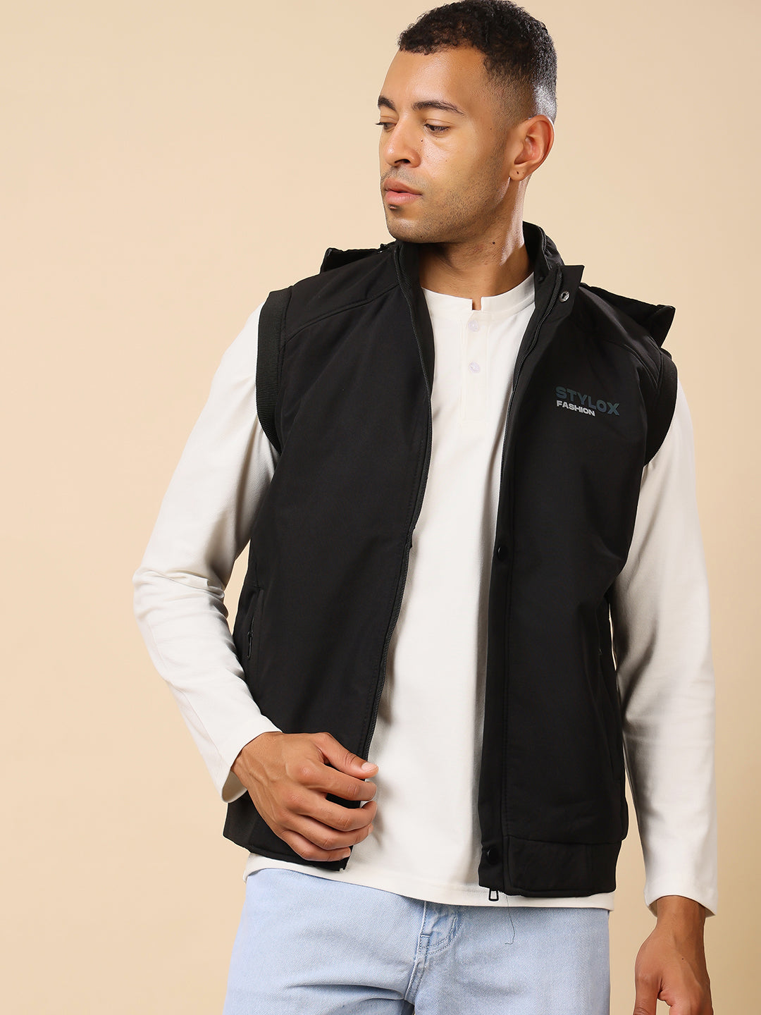 Stylox Sleeveless Solid Men’s Jacket | Lightweight Zip-Up Casual & Sportswear Jacket