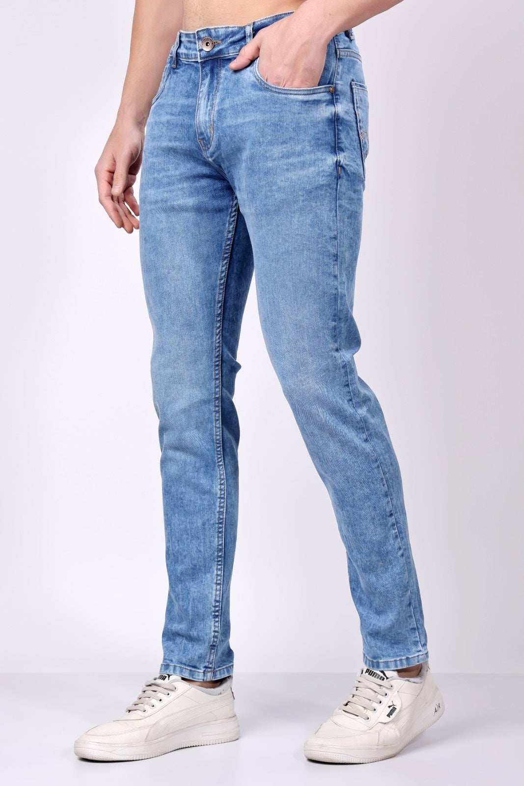 Stylox Slim Fit Mid-Rise Stretchable Denim Jeans for Men - Light Blue|