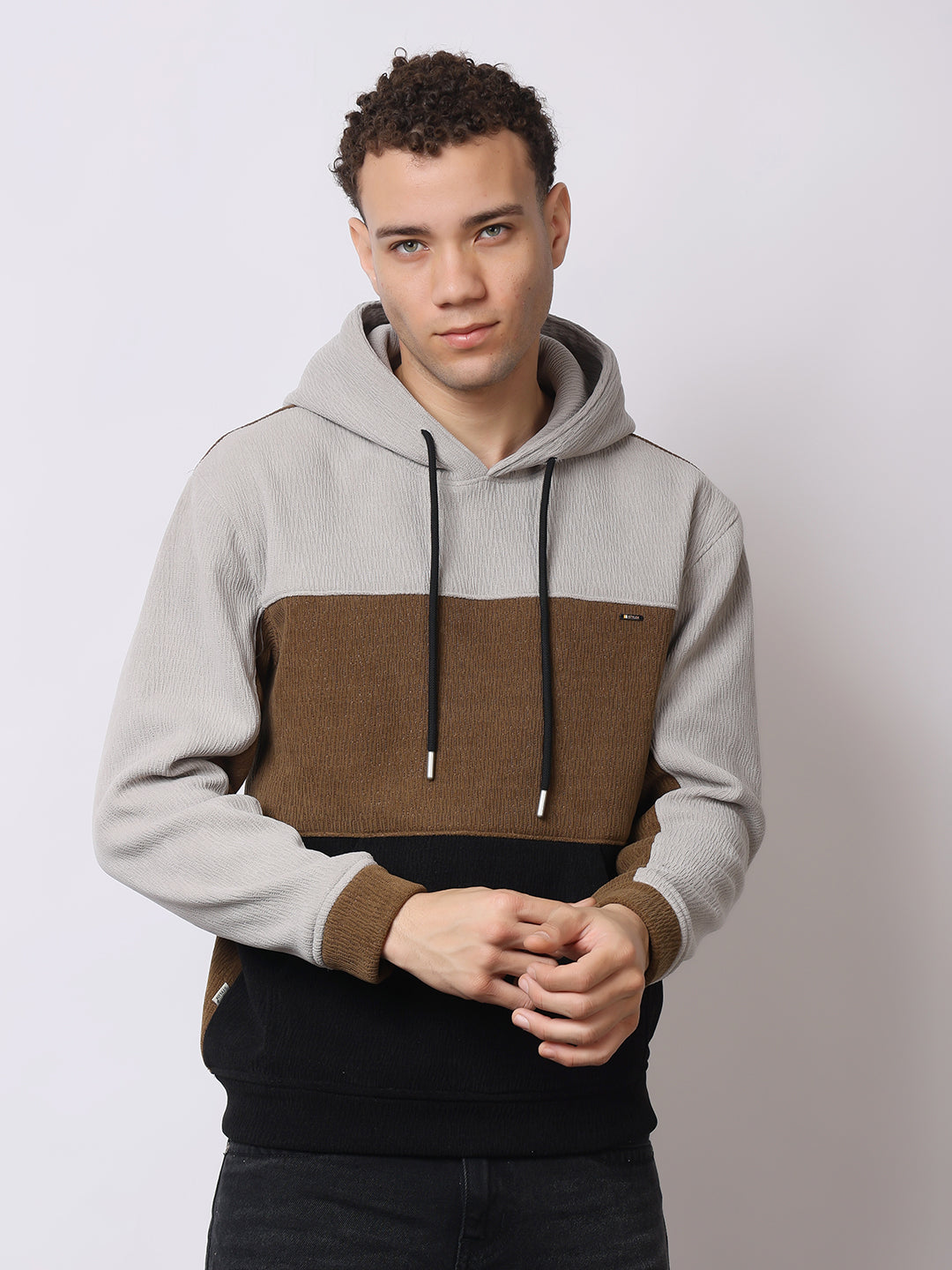 Stylox Men’s Colorblock Winter Hoodie – Warm Fleece Pullover with Kangaroo Pocket & Drawstring Hood