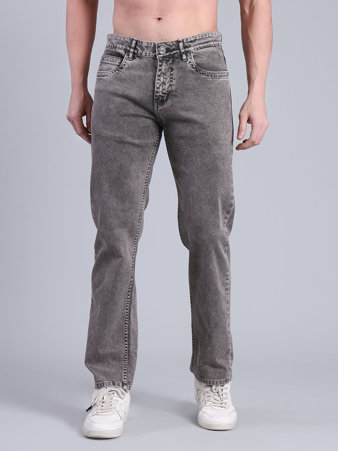 Stylox Men’s Comfort Fit Jeans | Mid Rise Straight Leg Washed Denim for Everyday Wear