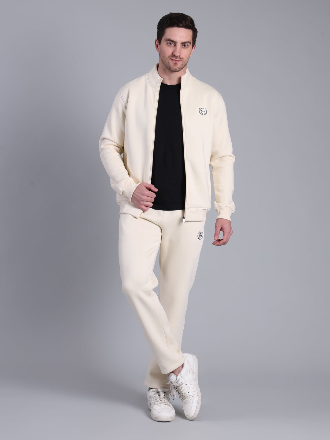 Stylox Men’s Solid Tracksuit Set with Zip-Up Jacket & Joggers – Winter Athleisure Wear