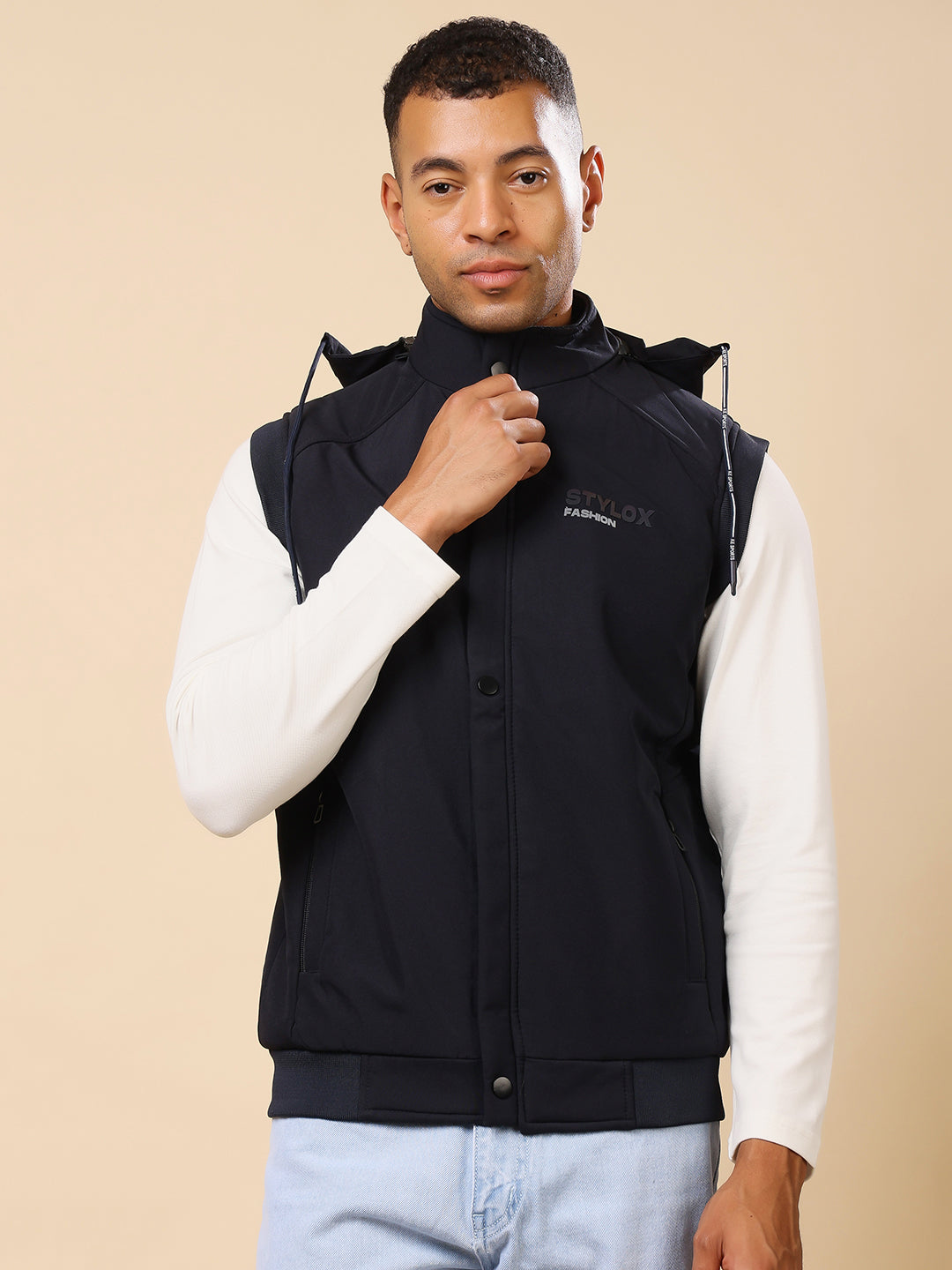 Stylox Sleeveless Solid Men’s Jacket | Lightweight Zip-Up Casual & Sportswear Jacket