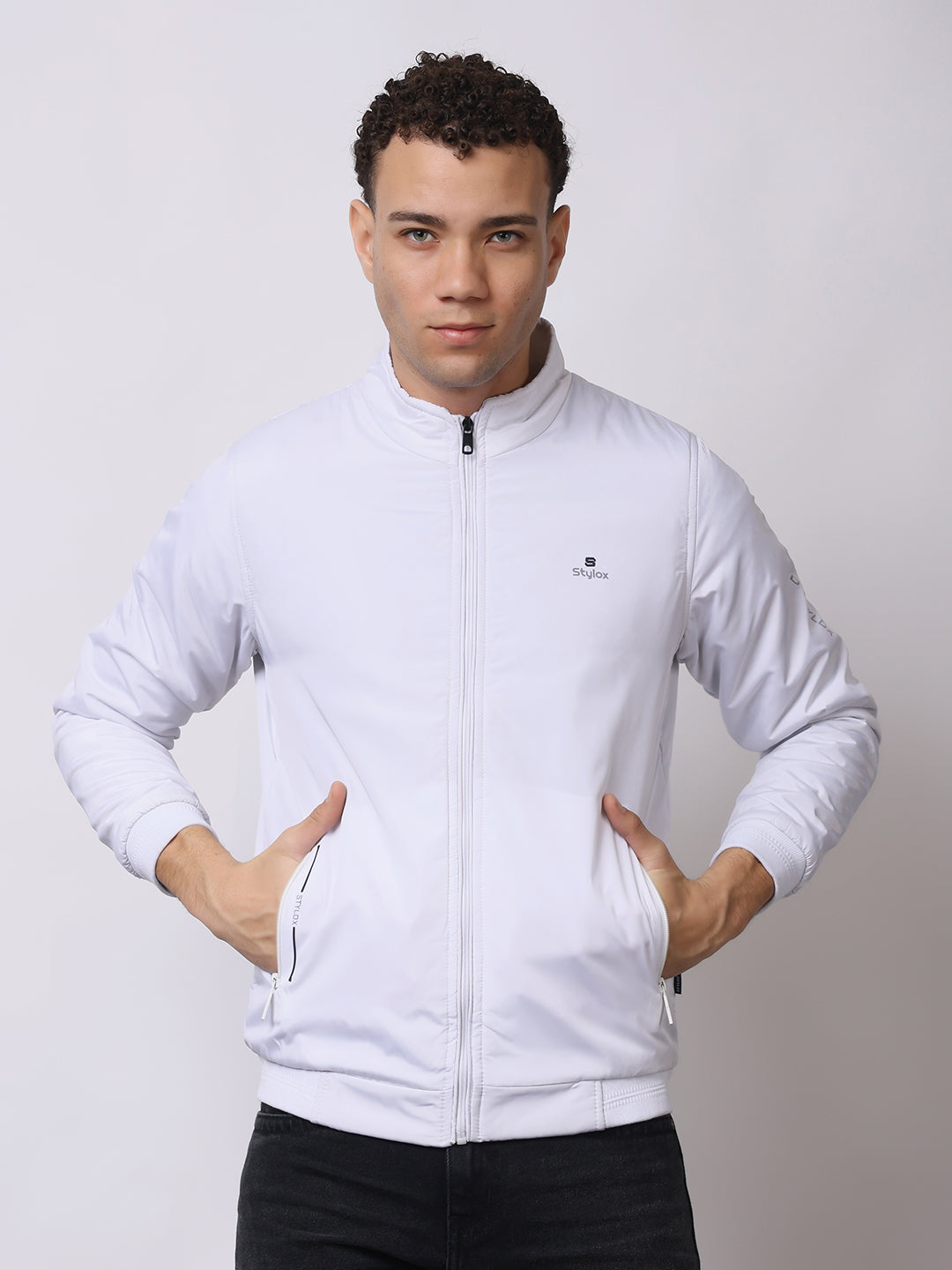 Stylox Men’s High-Neck Winter Jacket – Lightweight Windcheater with Warm Lining & Full-Zip Closure