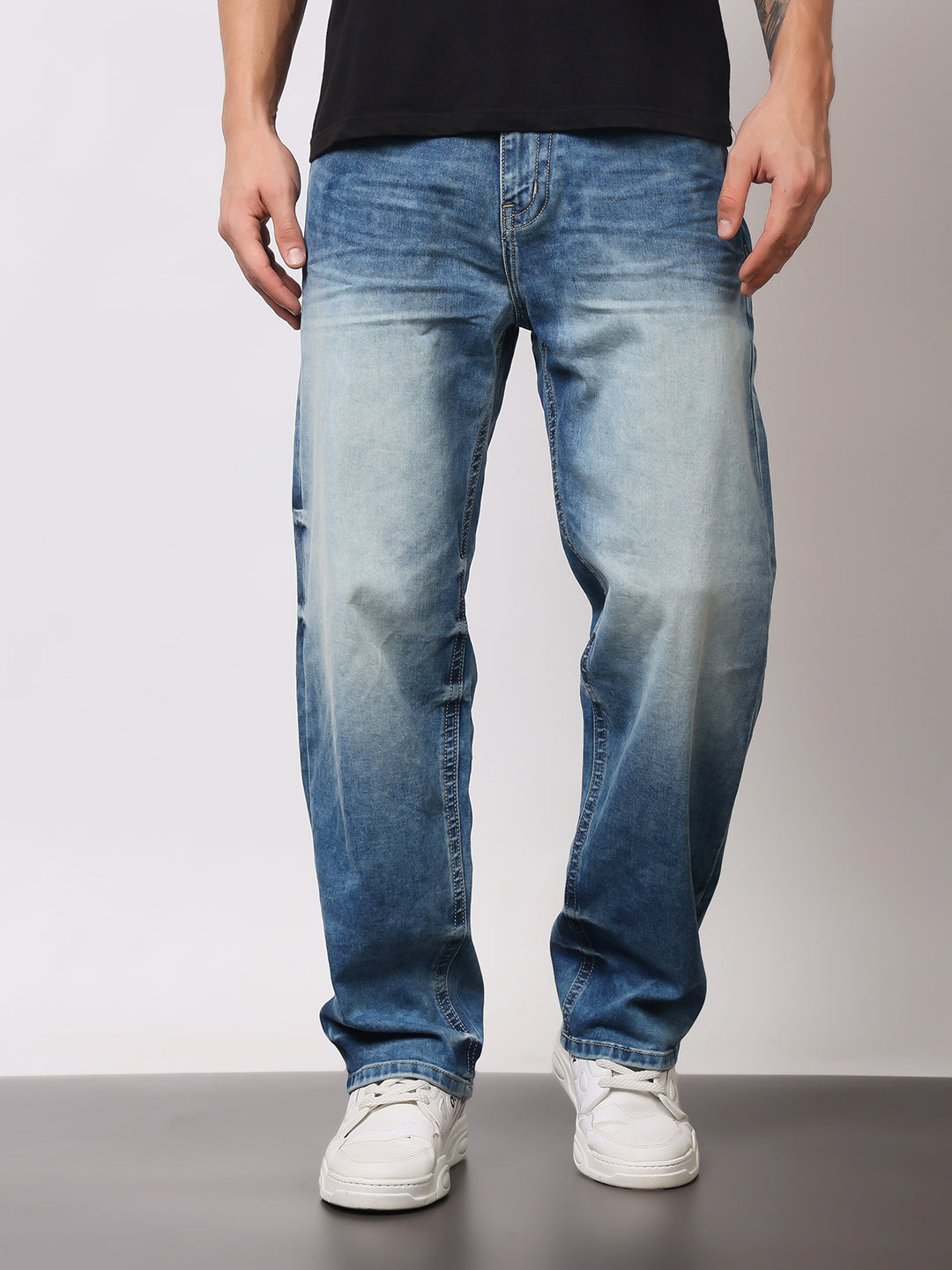 Stylox Men’s Loose Fit Mid-Wash Jeans – Relaxed Comfort & Everyday Style