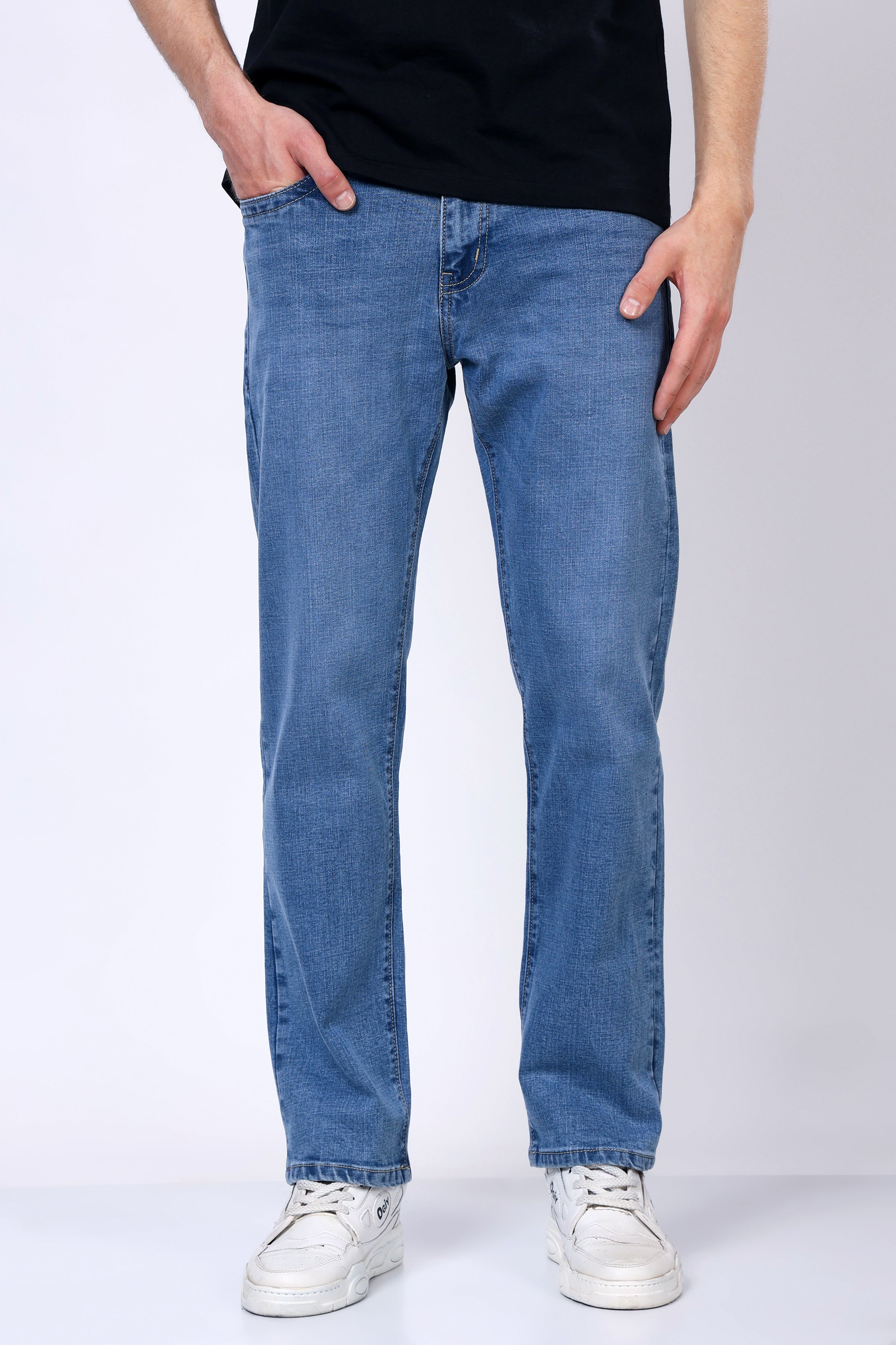 Stylox Men’s Comfort Fit Stretchable Light Blue Denim Jeans - Stylox