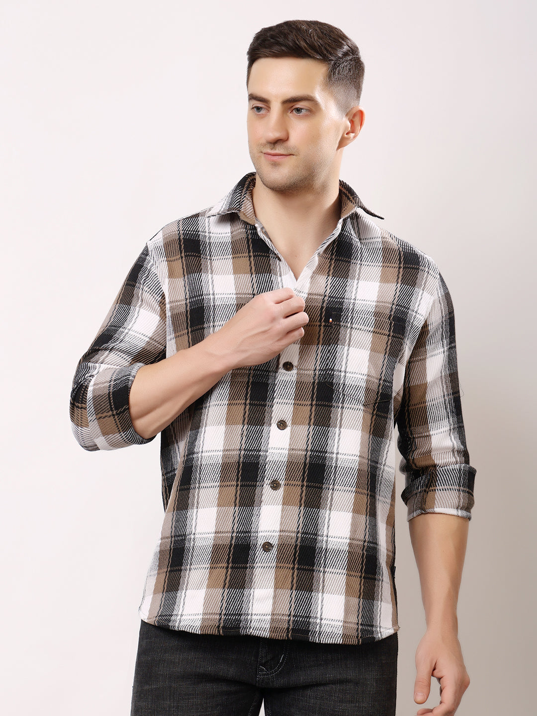 Stylox Men’s Regular Fit Full Sleeve Check Shirt | Casual & Semi-Formal Cotton Checkered Shirt