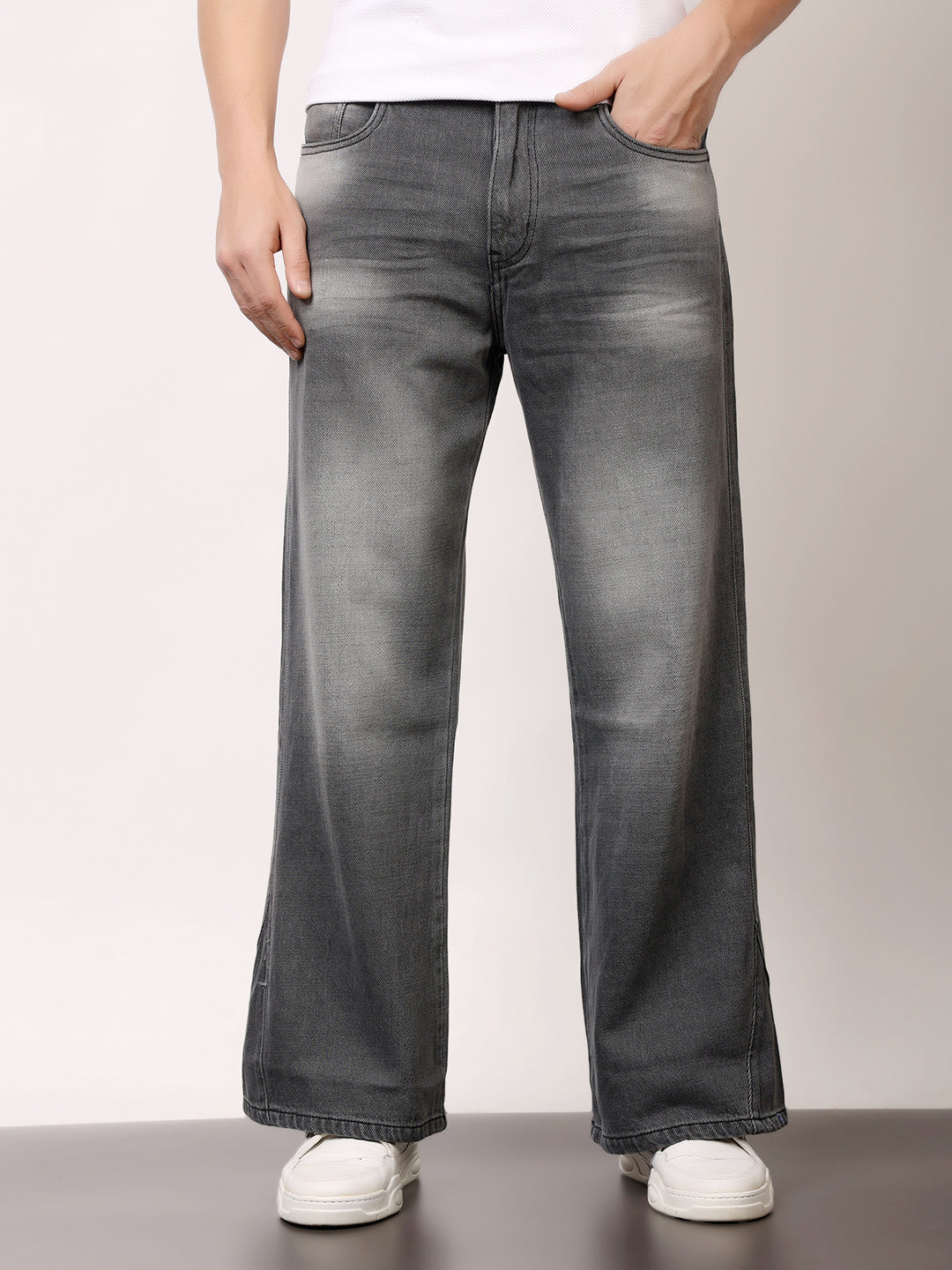 Stylox Men’s Washed Baggy Fit Jeans — Vintage Wash, Relaxed Streetwear