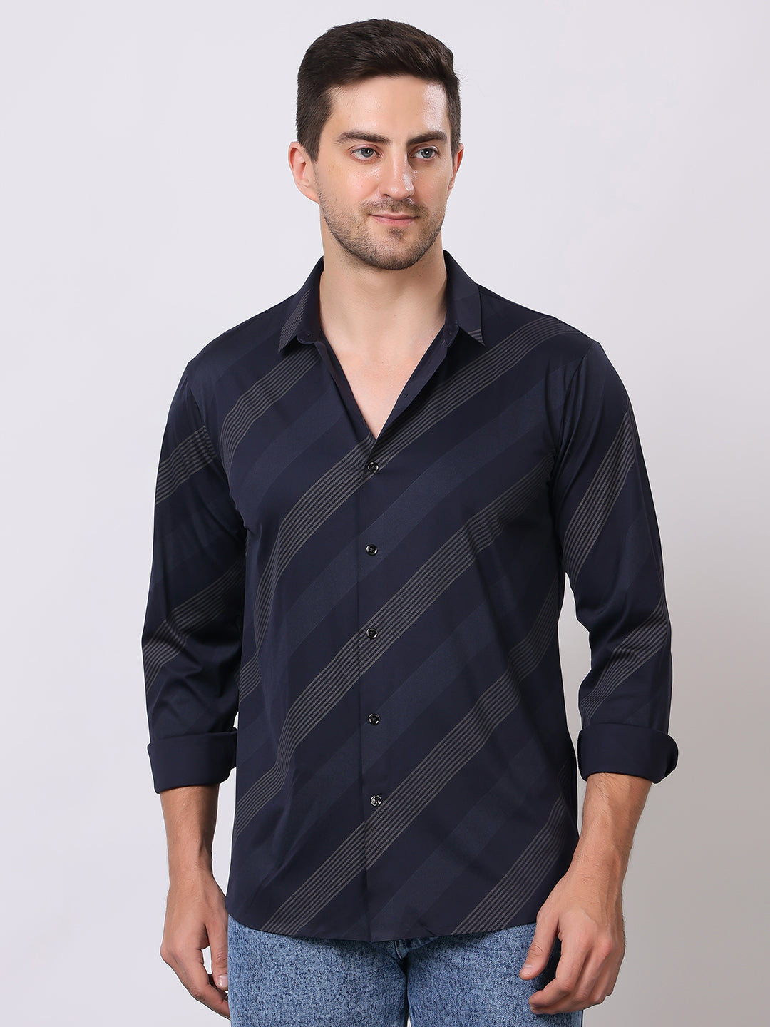 Stylox Premium Full Sleeve Striped Men’s Shirt | Stylish Slim Fit Casual & Formal Wear