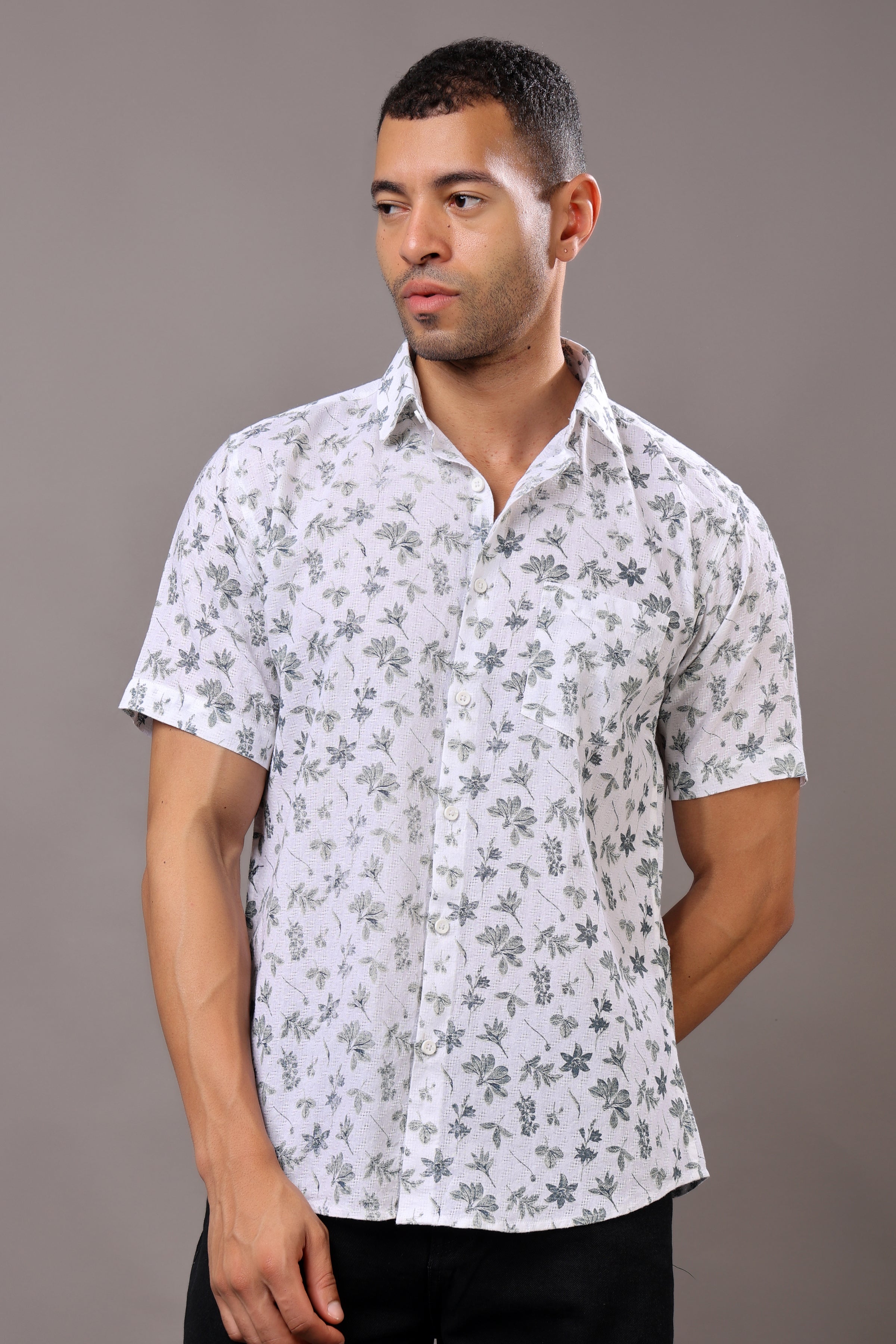 Stylox Half Sleeve Leaf Print Casual Shirt