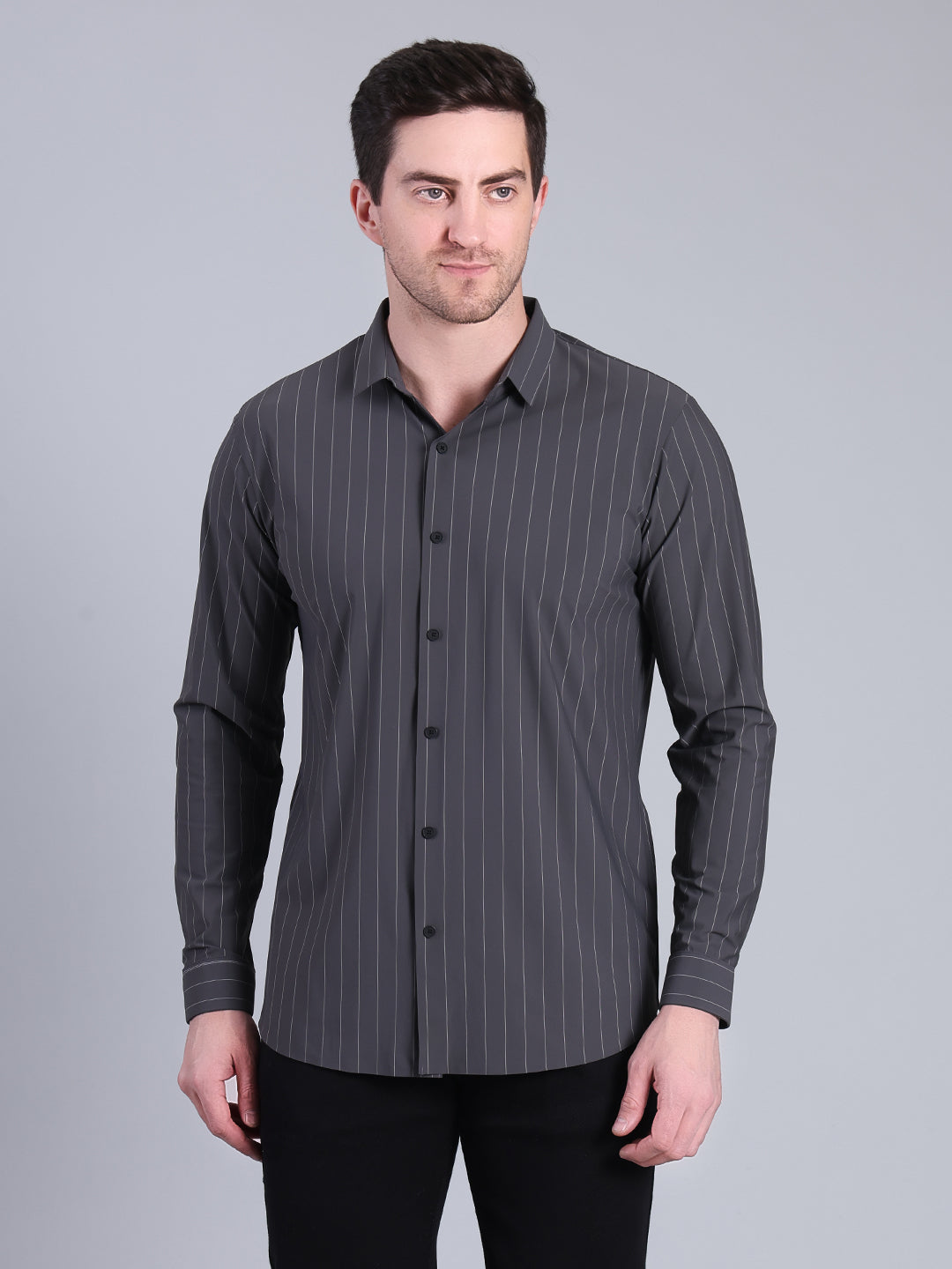 Stylox Men’s Striped Partywear Shirt | Slim Fit Full Sleeve Formal-Casual Shirt For Men