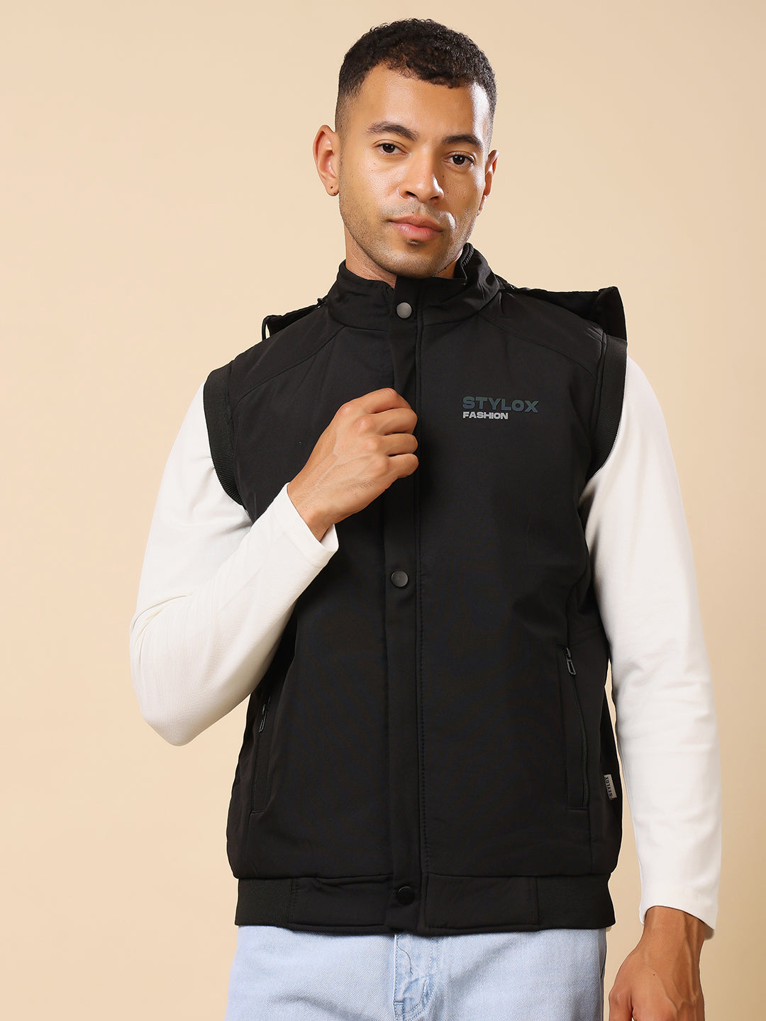 Stylox Sleeveless Solid Men’s Jacket | Lightweight Zip-Up Casual & Sportswear Jacket