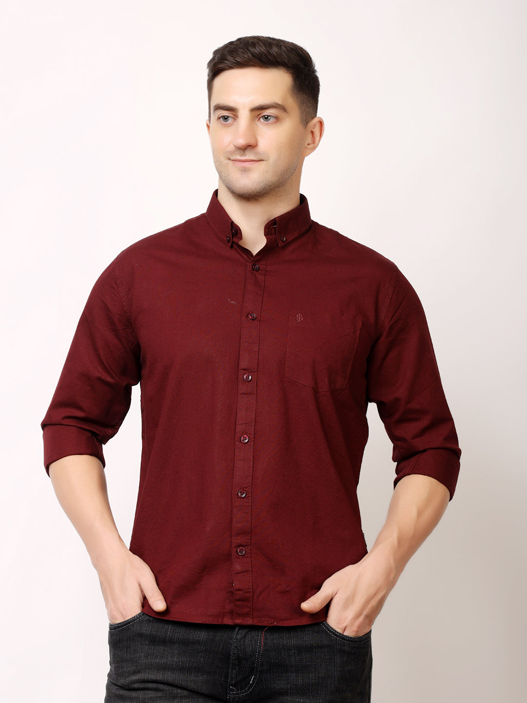 Stylox Men’s Premium Oxford Full Sleeve Solid Shirt | Casual & Formal Wear | Soft Cotton Blend