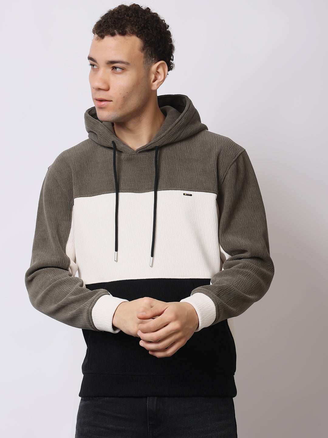 Stylox Men’s Colorblock Winter Hoodie – Warm Fleece Pullover with Kangaroo Pocket & Drawstring Hood