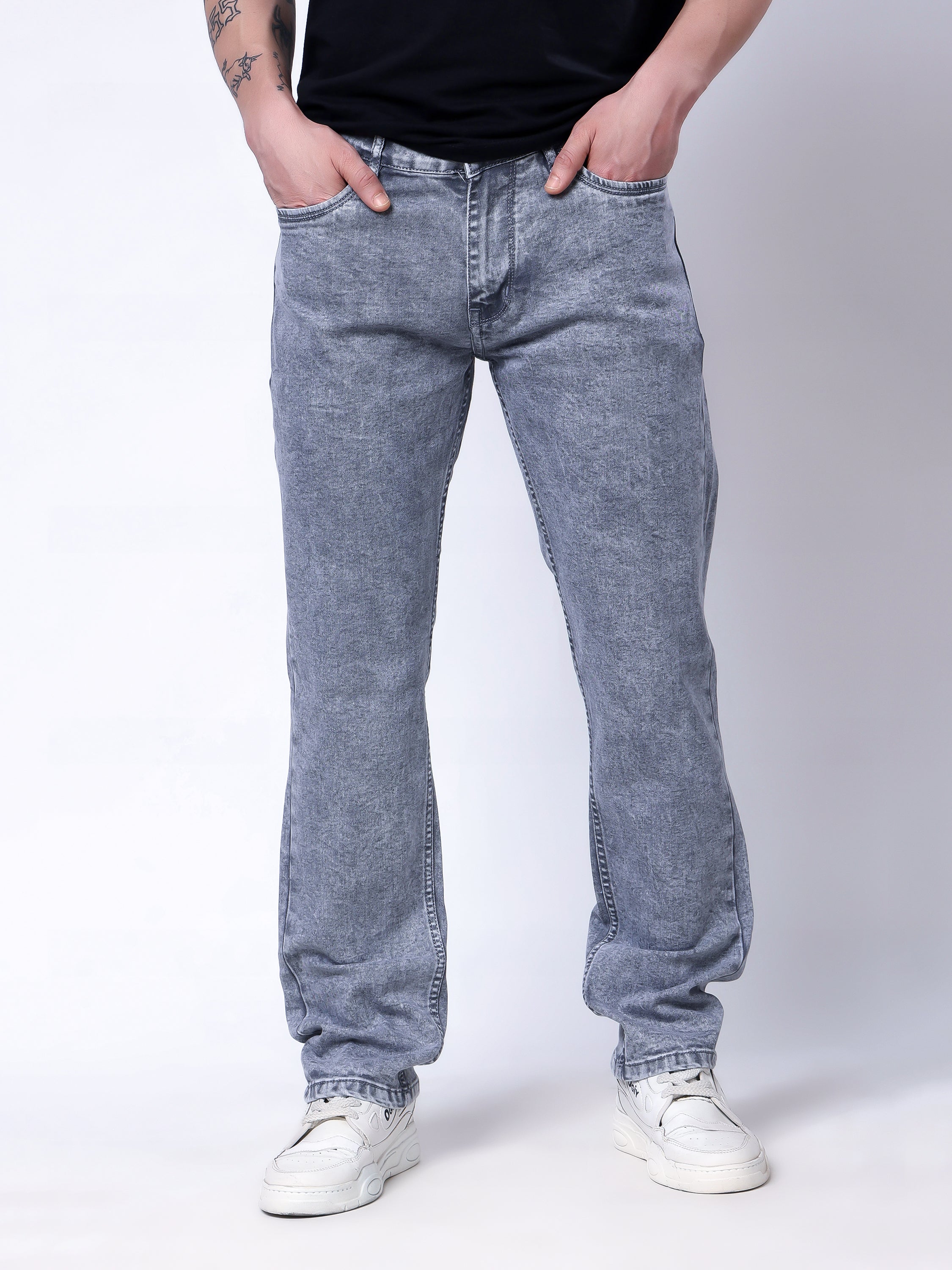 Stylox Men’s Slim Fit Stretchable Steel Grey Denim Jeans - Stylox