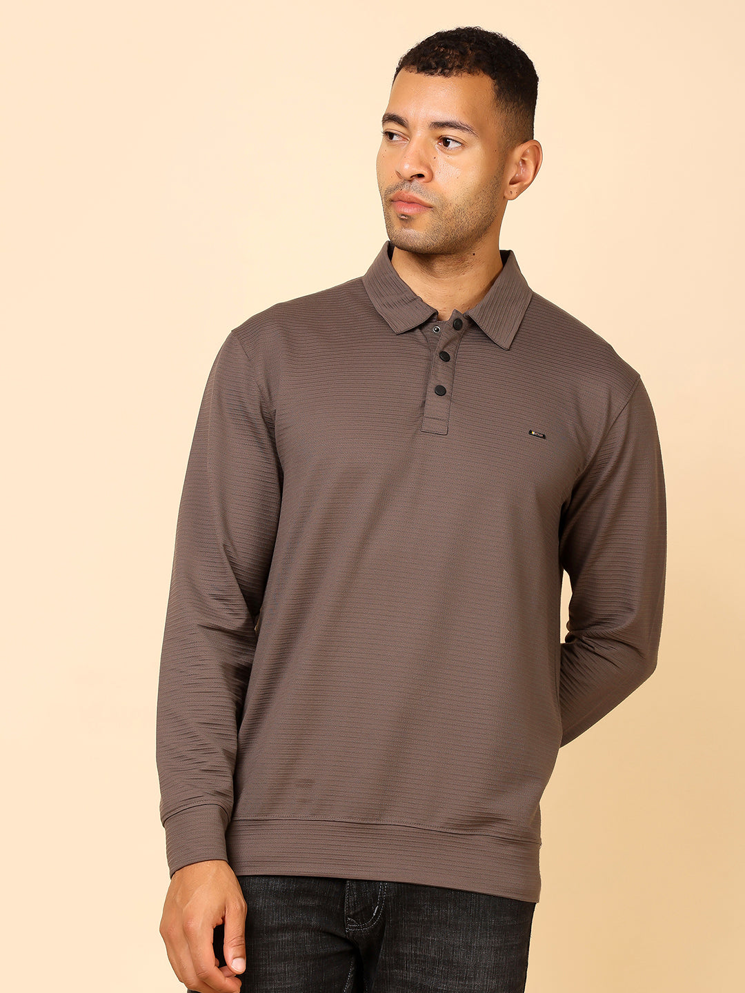 Stylox Men’s Polo Neck Sweatshirt with Button Placket