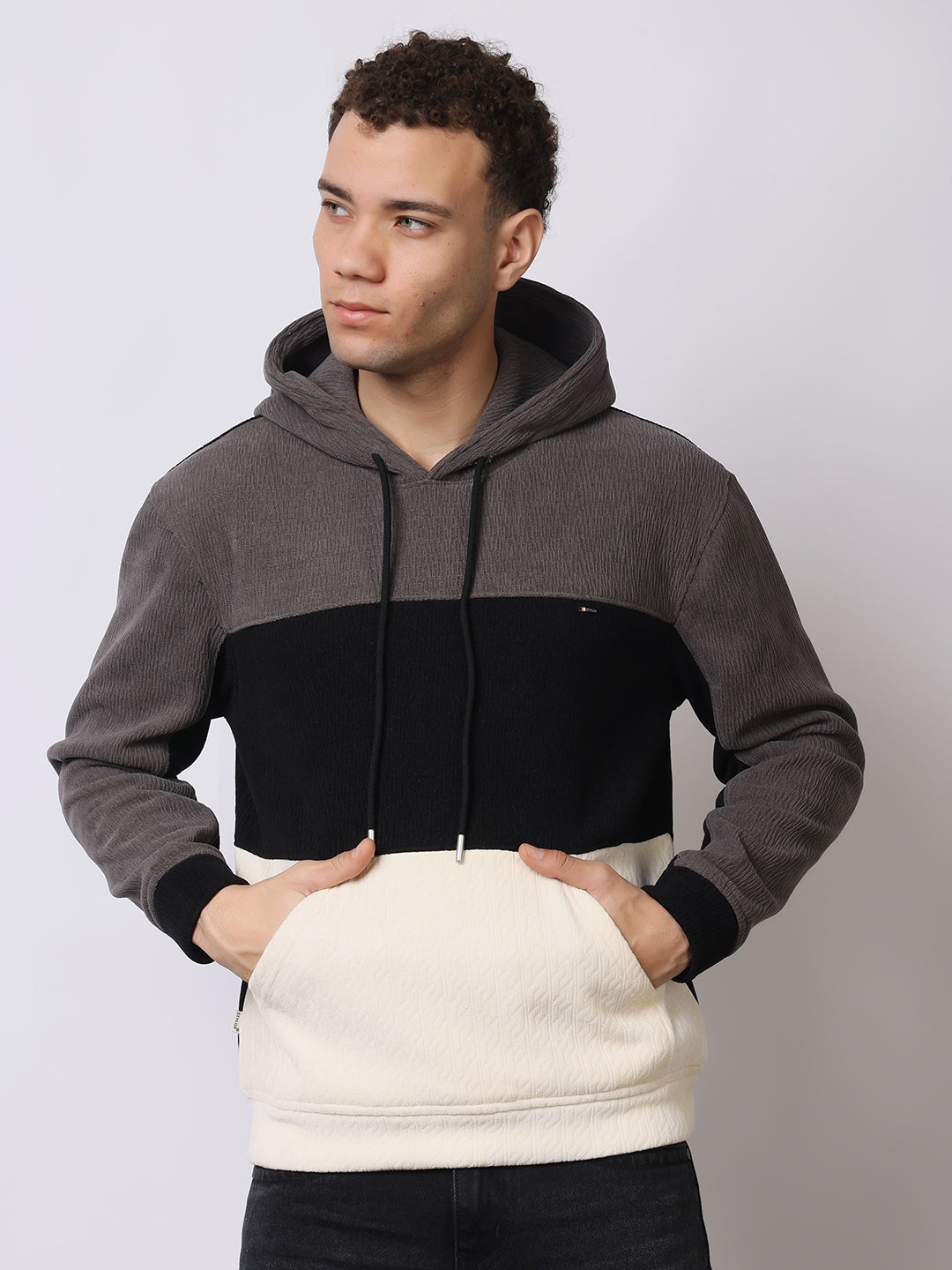 Stylox Men’s Colorblock Winter Hoodie – Warm Fleece Pullover with Kangaroo Pocket & Drawstring Hood