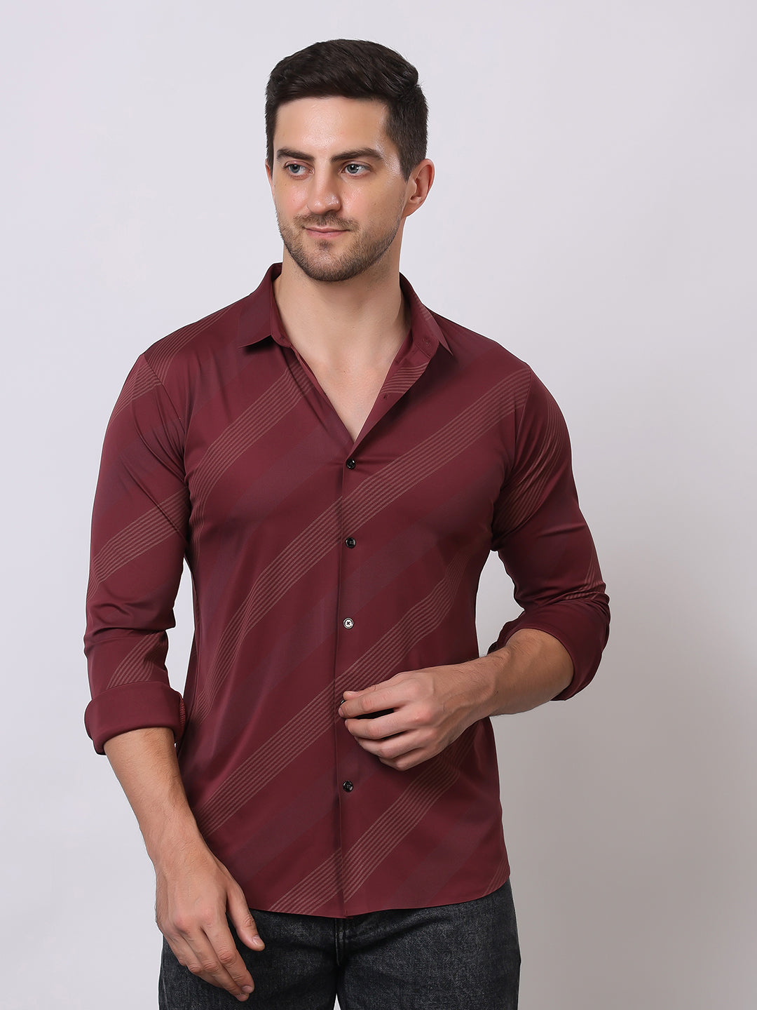 Stylox Premium Full Sleeve Striped Men’s Shirt | Stylish Slim Fit Casual & Formal Wear