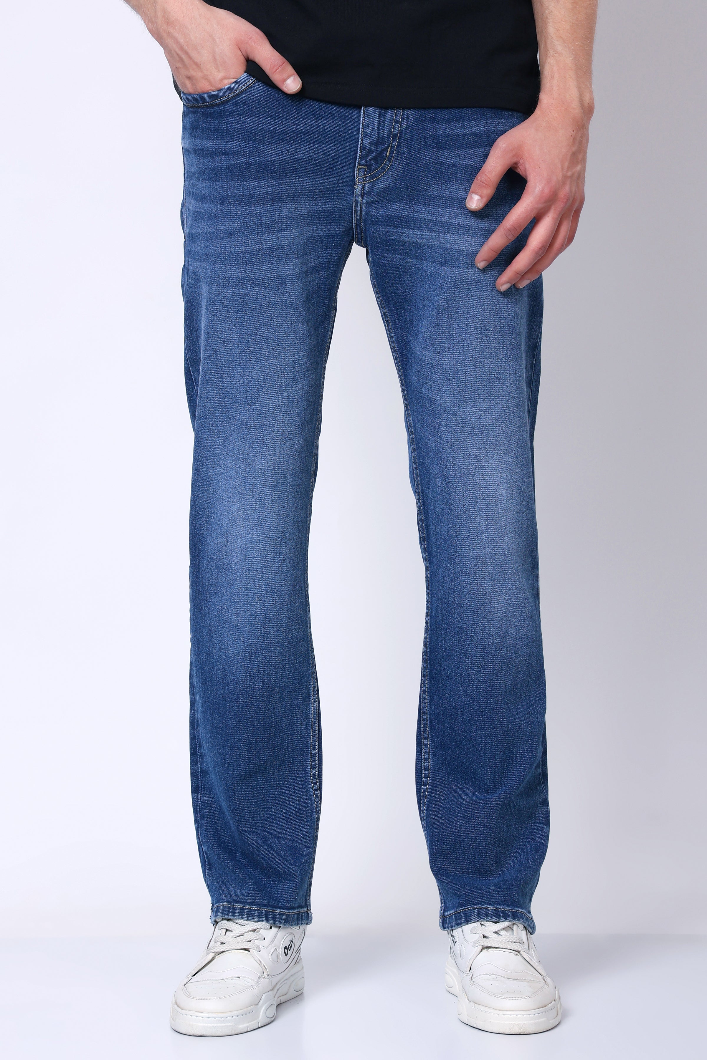 Stylox Men’s Mid-Rise Comfort Fit Stretchable Light Blue Denim Jeans - Stylox