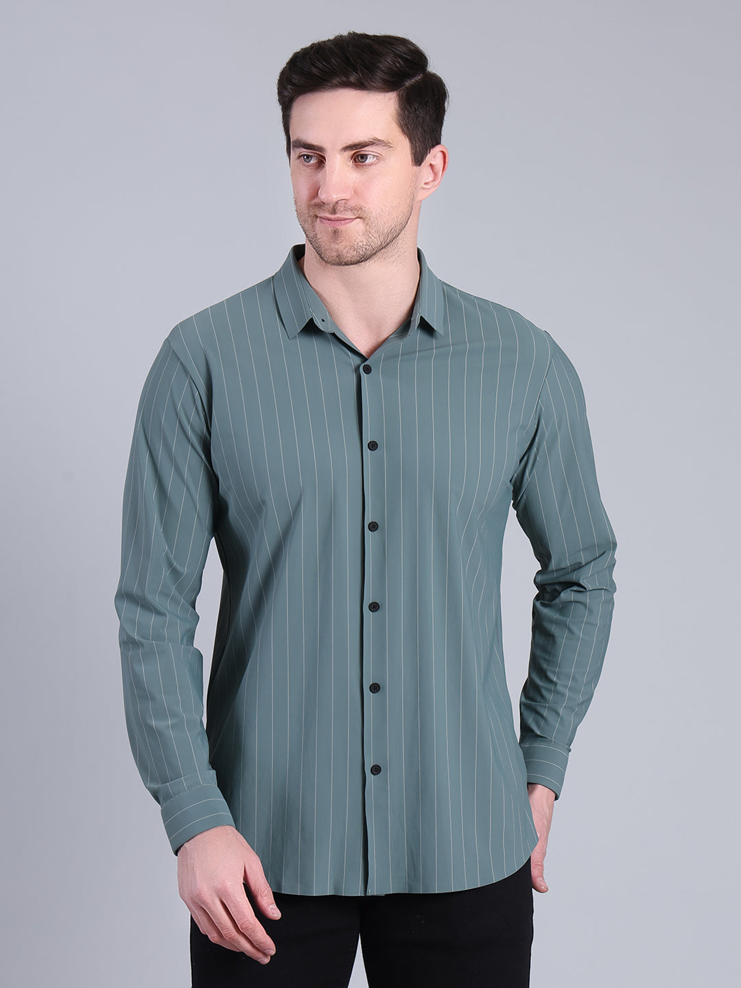 Stylox Men’s Striped Partywear Shirt | Slim Fit Full Sleeve Formal-Casual Shirt For Men