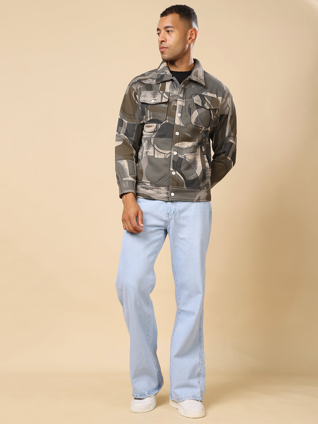 Stylox Men’s Printed Full Sleeve Jacket with Button Closure – Bold Style, Effortless Comfort