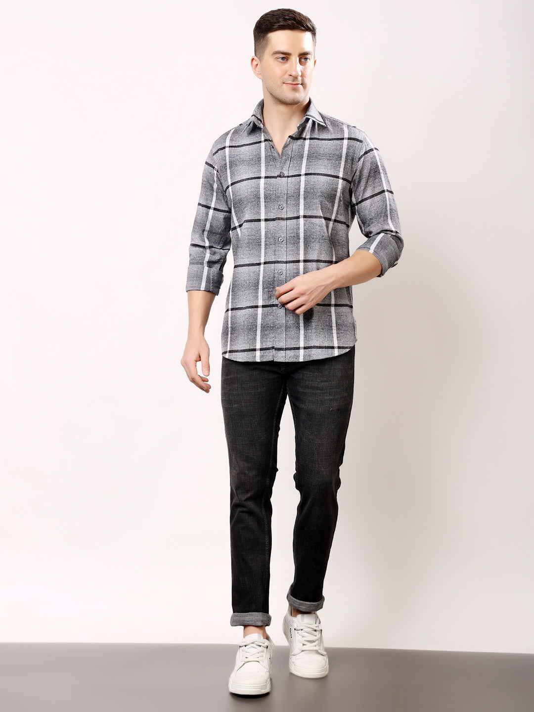 Stylox Men’s Regular Fit Full Sleeve Check Shirt | Casual Cotton Checkered Shirt for Everyday Wear