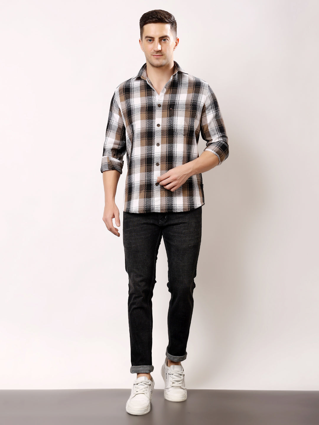Stylox Men’s Regular Fit Full Sleeve Check Shirt | Casual & Semi-Formal Cotton Checkered Shirt