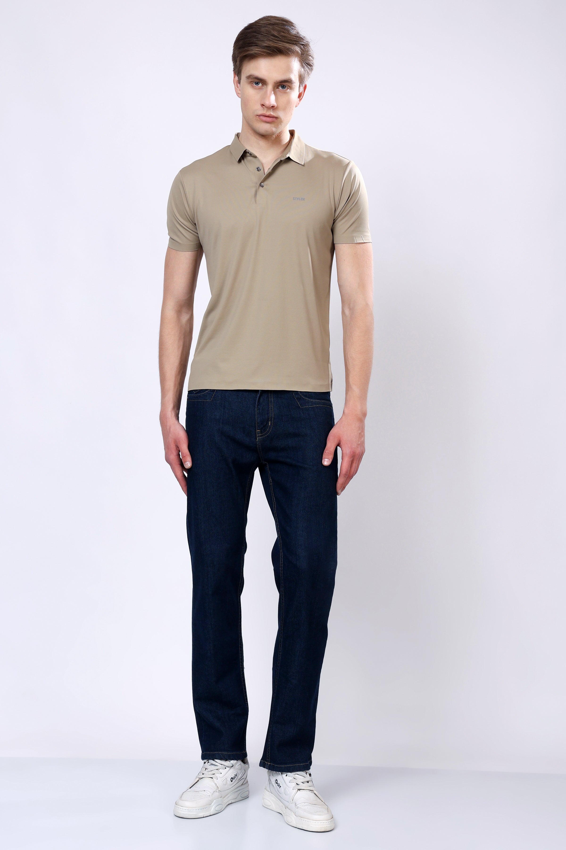 Stylox Men’s Mid-Rise Comfort Fit Dark Blue Stretchable Denim Jeans - Stylox