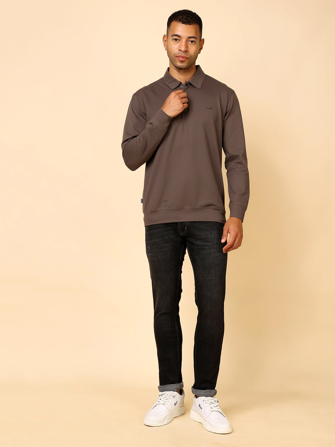 Stylox Men’s Polo Neck Sweatshirt with Button Placket