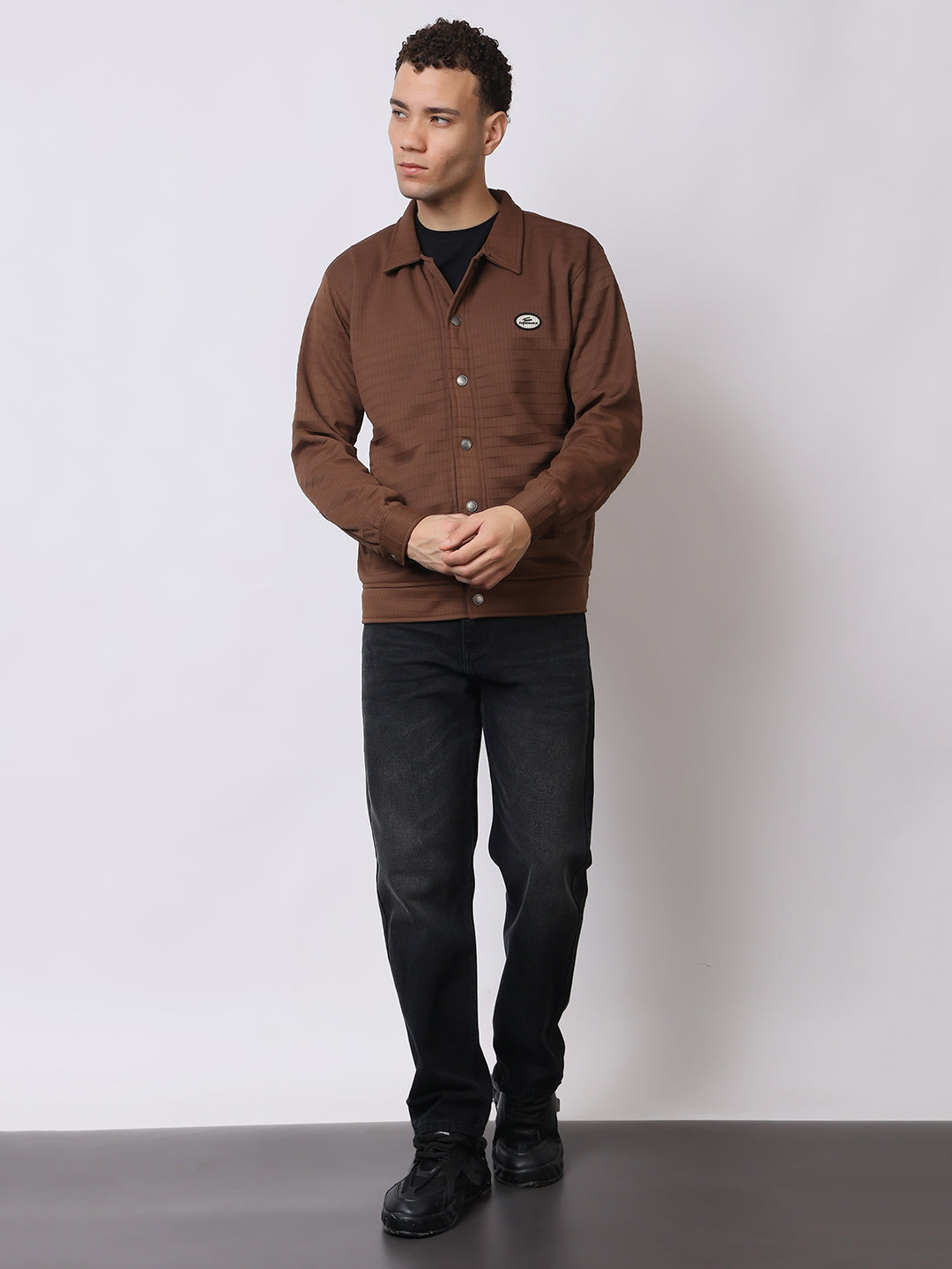 Stylox Men’s Textured Button-Down Shacket – Lightweight Casual Jacket for Winter & Fall