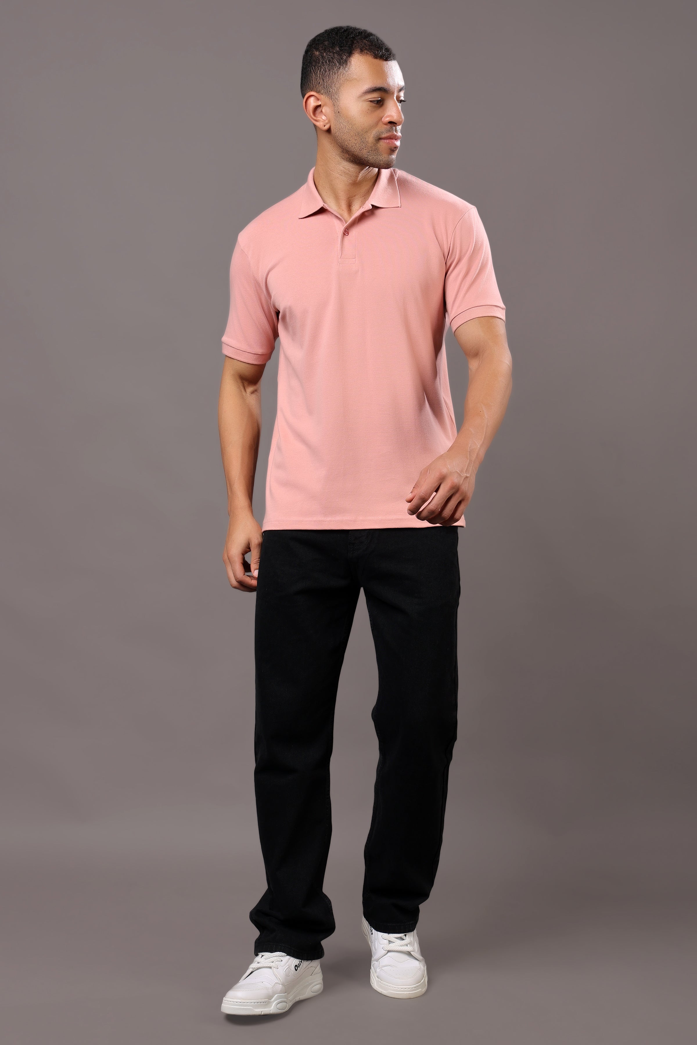 Stylox Men’s Polo Collar Solid T-Shirt - Soft, Breathable & Everyday Wear