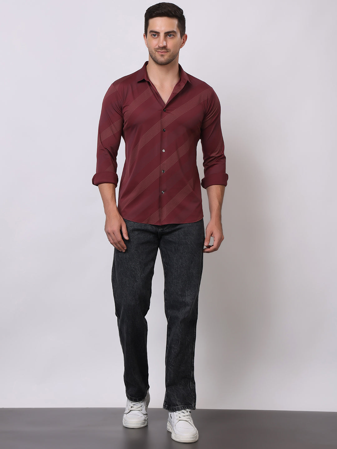 Stylox Premium Full Sleeve Striped Men’s Shirt | Stylish Slim Fit Casual & Formal Wear