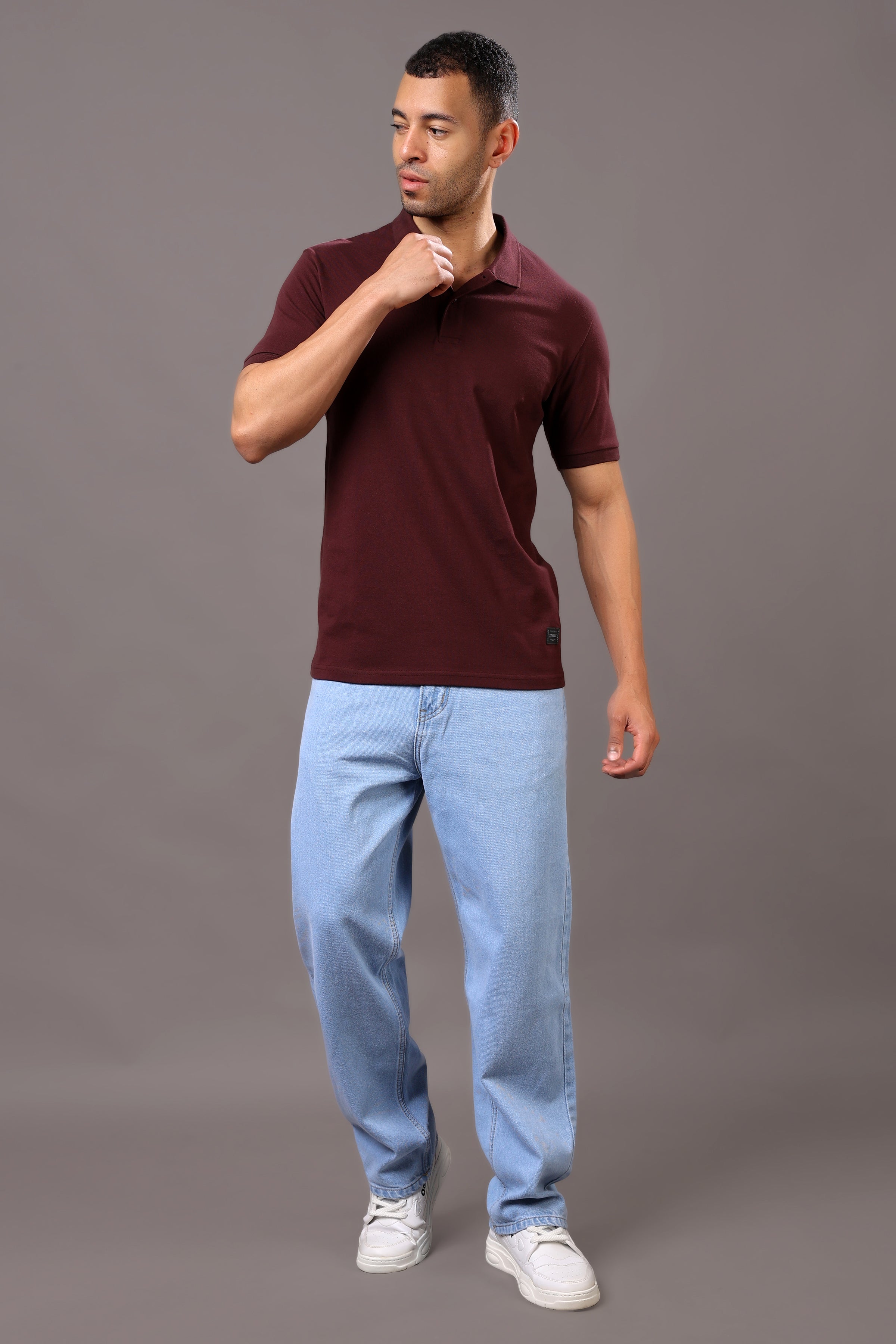 Stylox Men’s Polo Collar Solid T-Shirt - Soft, Breathable & Everyday Wear