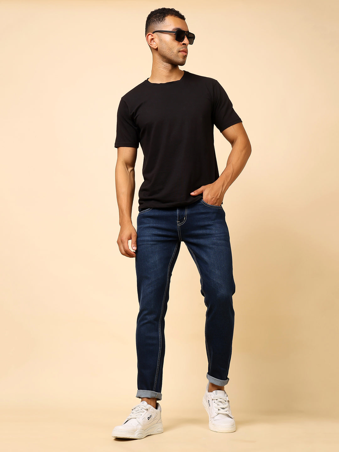 Stylox Men’s Ankle Fit Solid Jeans | Stretchable Denim Jeans for Men