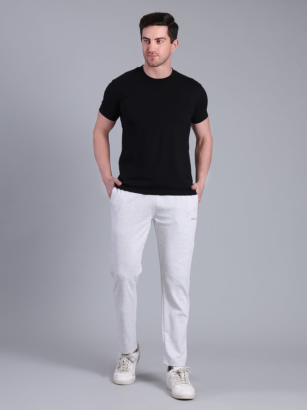 Stylox Men’s Slim Fit Trackpants | Stretchable Cotton Blend Joggers with Elastic Waist & Drawstring