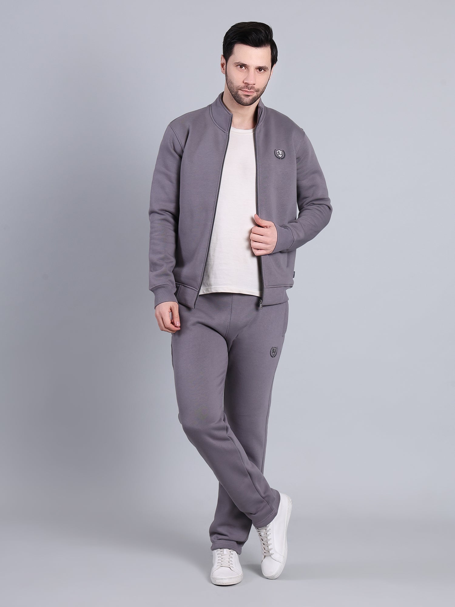 Stylox Men’s Solid Tracksuit Set with Zip-Up Jacket & Joggers – Winter Athleisure Wear